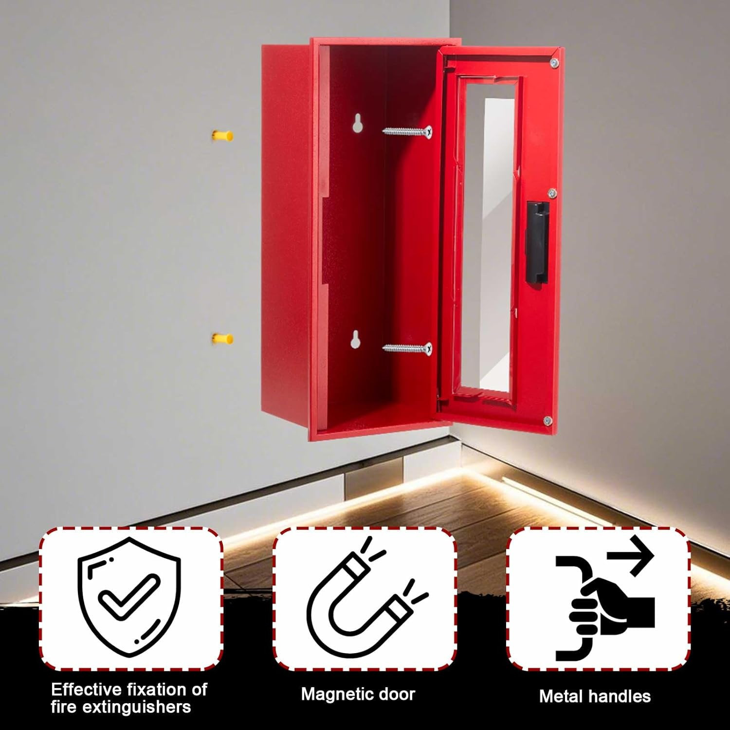 2 Pack Red Steel Fire Extinguisher Cabinet for Indoor/Outdoor Use