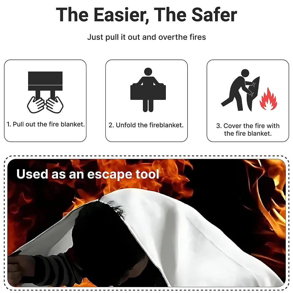 Fire Suppression Blankets Emergency Fiberglass Fireproof Blanket for Kitchen Hom