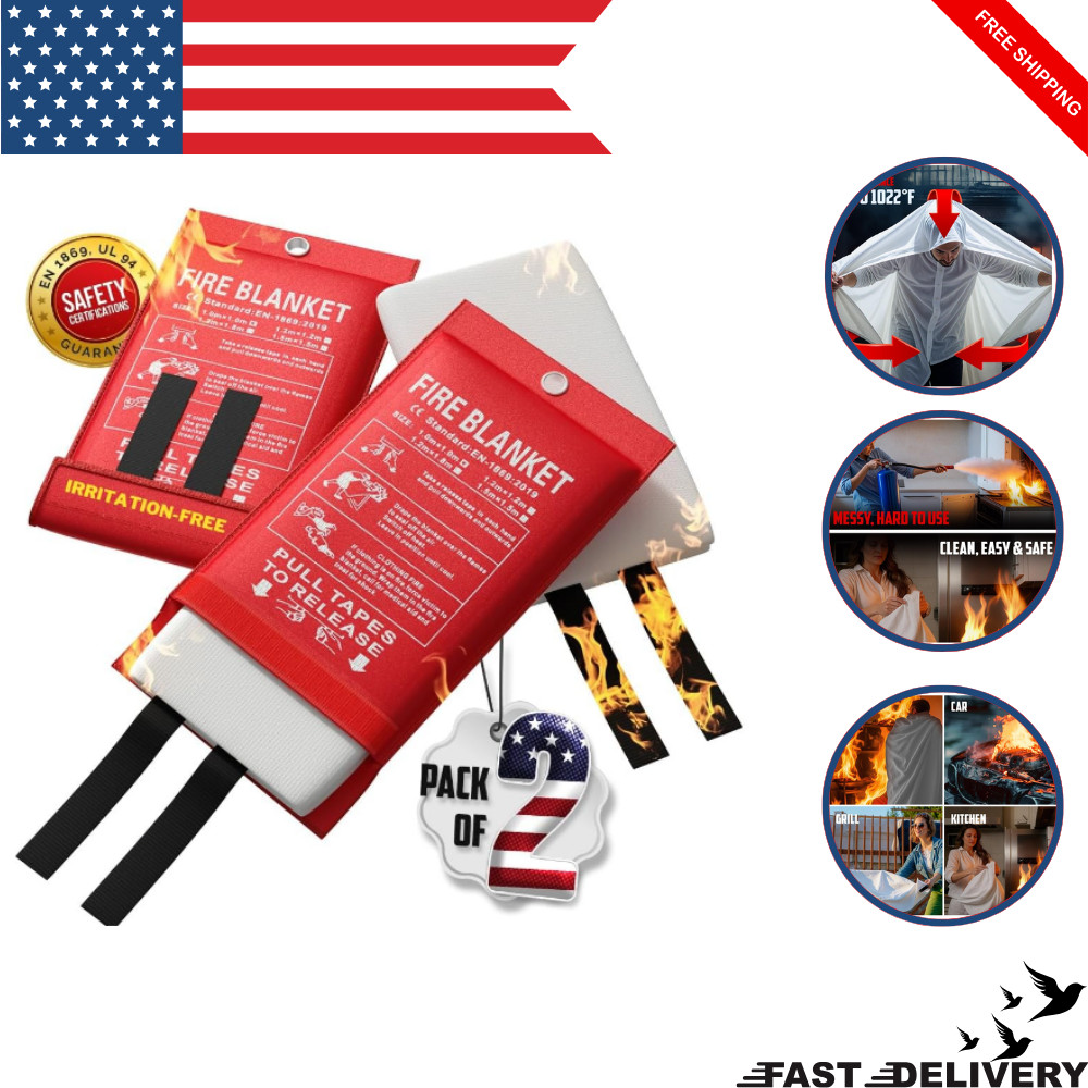 Emergency Fire Blanket for Home and Kitchen REUSABLE -New Desing NO IRRITATION