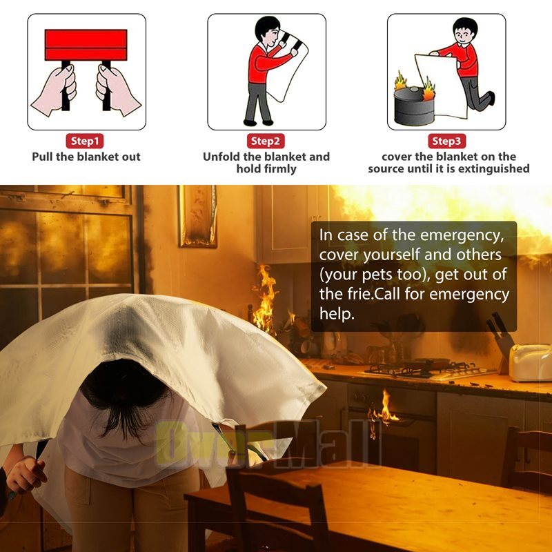 Fire Blanket – XX-Large Fiberglass Fire Blanket Fire Kitchen Prepared 59”x59”