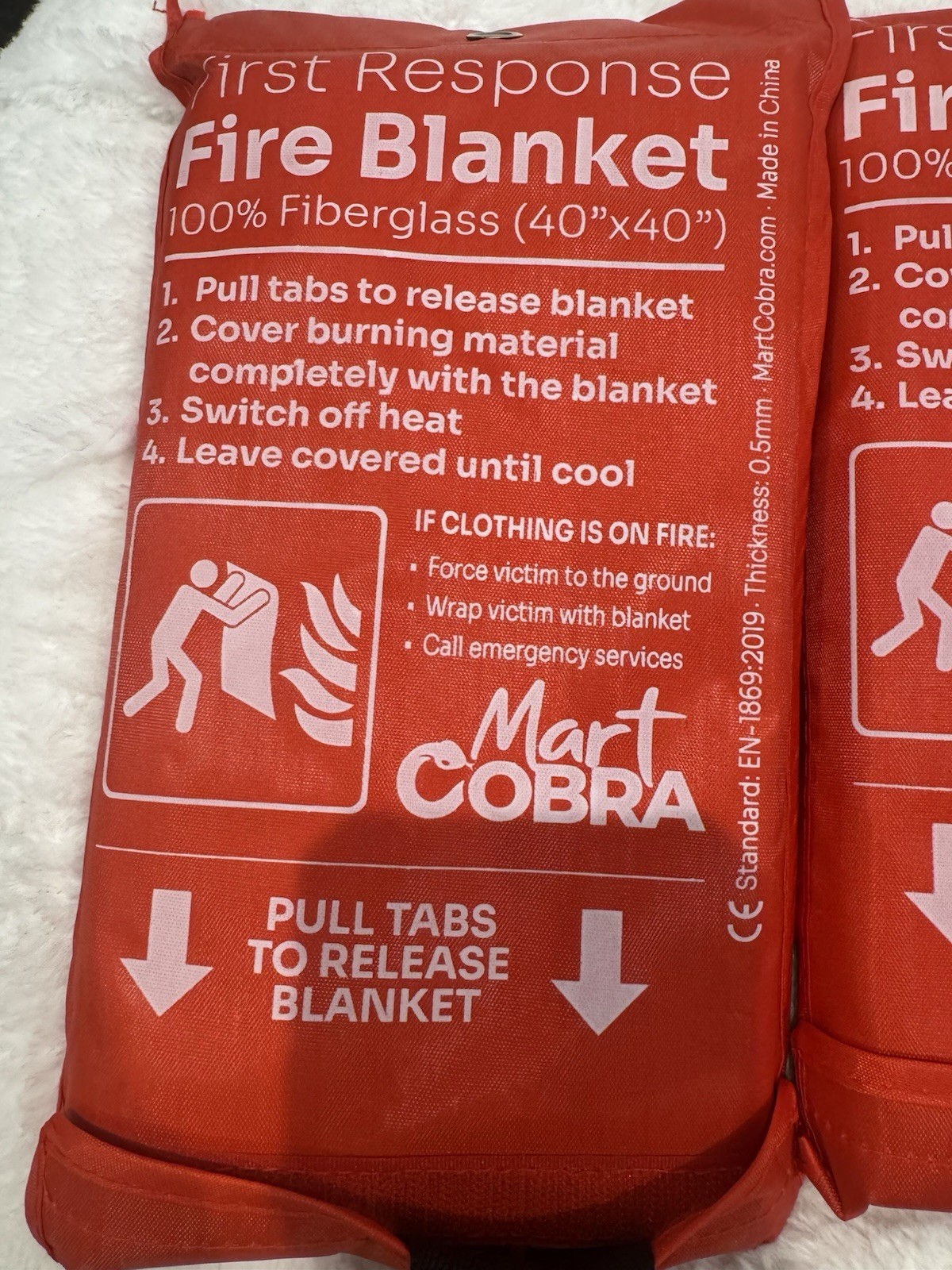 Fire Blanket 40”x40” Fiberglass Emergency Fire Suppression Blanket Lot of 2