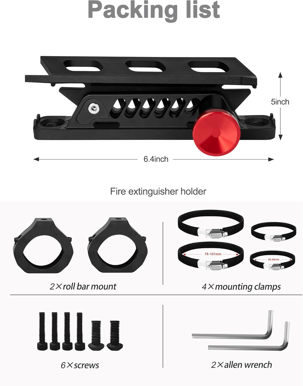 Fire Extinguisher Mount Kit for 1.75″-2″ Roll Cages – Easy Install
