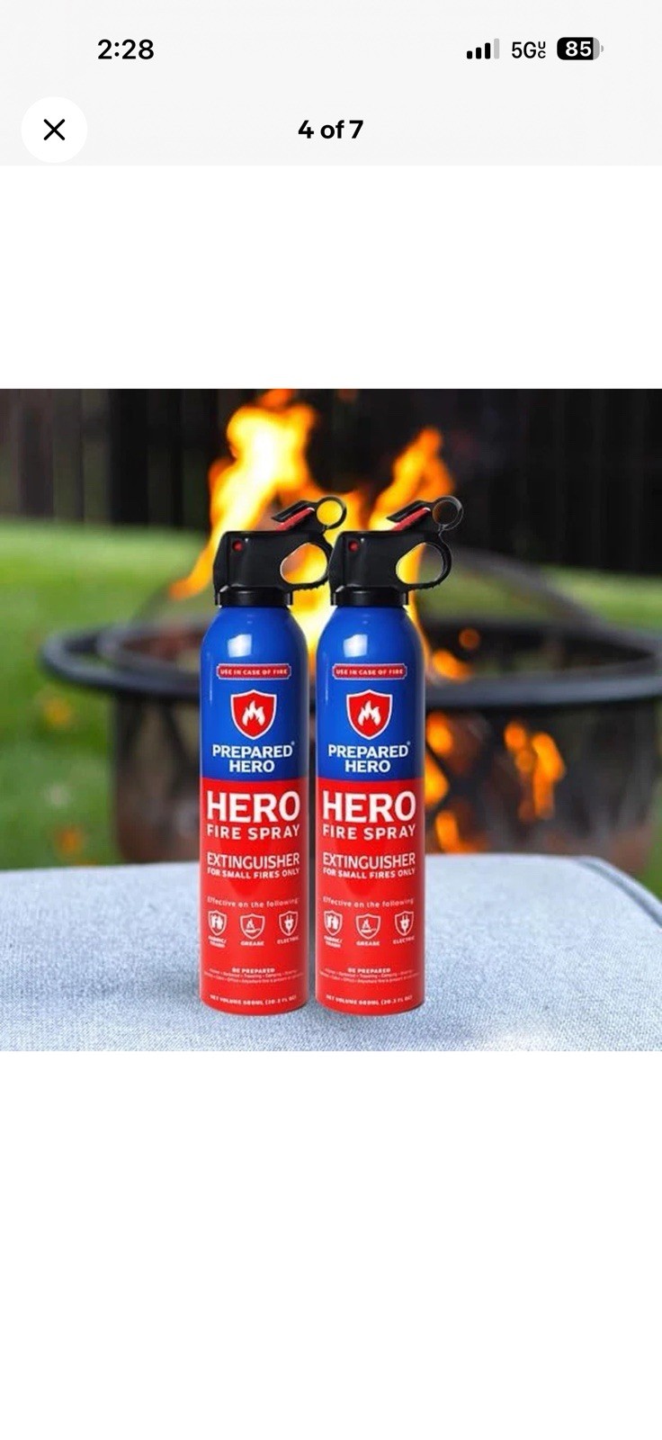 Prepared Hero Fire Spray – Mini Fire Extinguishers for House, Car Lot Of 2