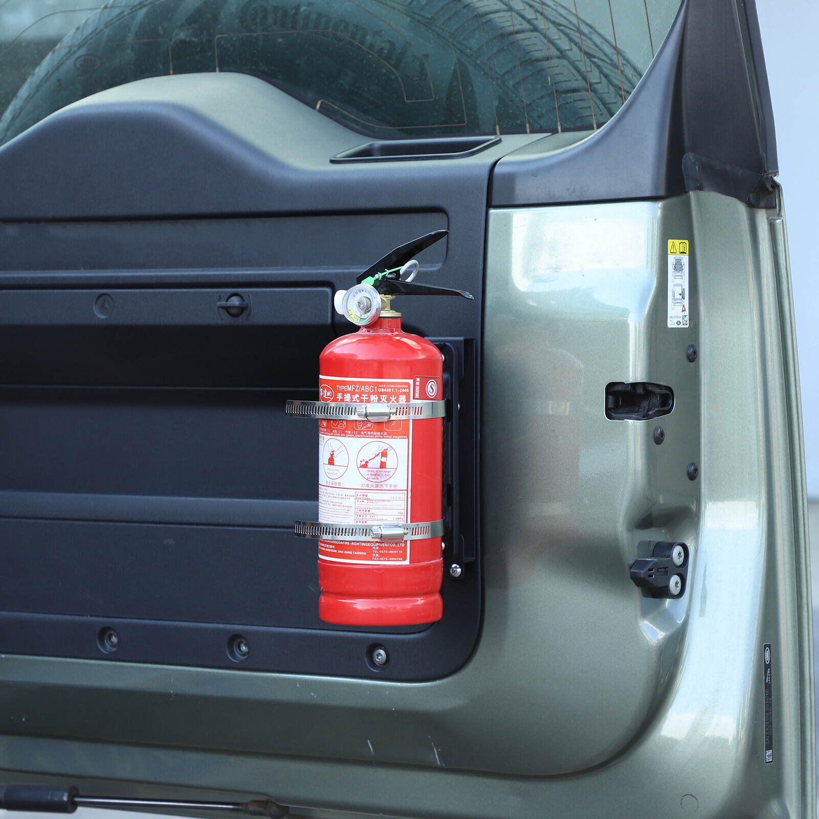 Rear Door Fire Extinguisher Holder Bracket Adjustable For Land Rover Defender