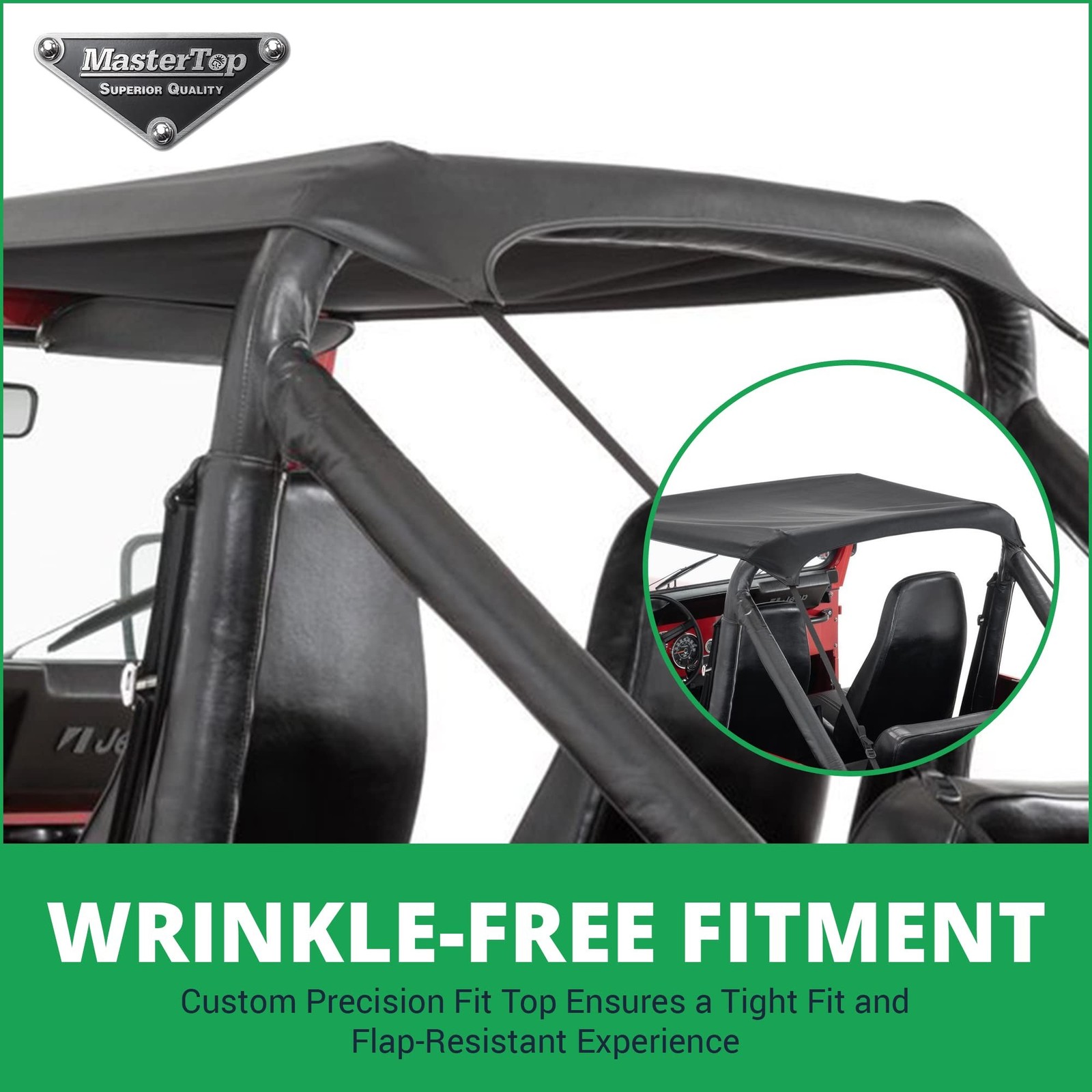 MasterTop Strap Style Bimini Top – Fits Jeep Wrangler YJ & CJ-7 1978-1991 – L…