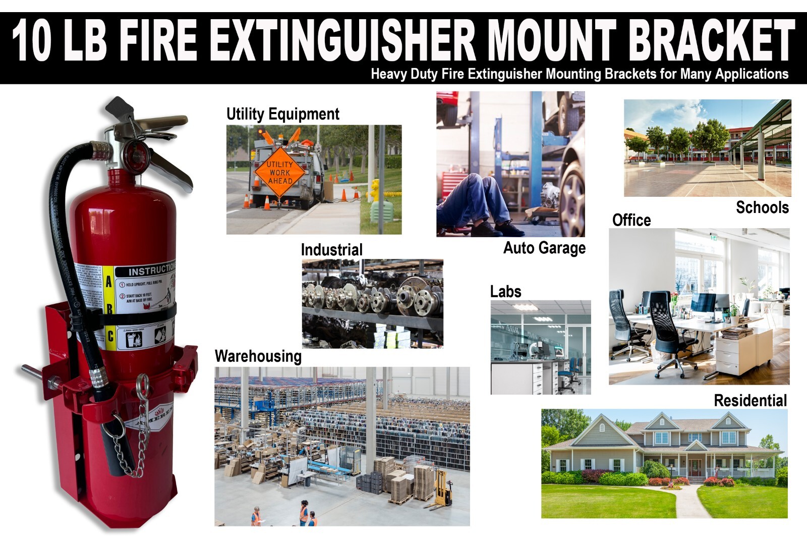10 LB Dry Fire 5 LB Co2 Extinguisher Vehicle Bracket Universal 809 5.25″