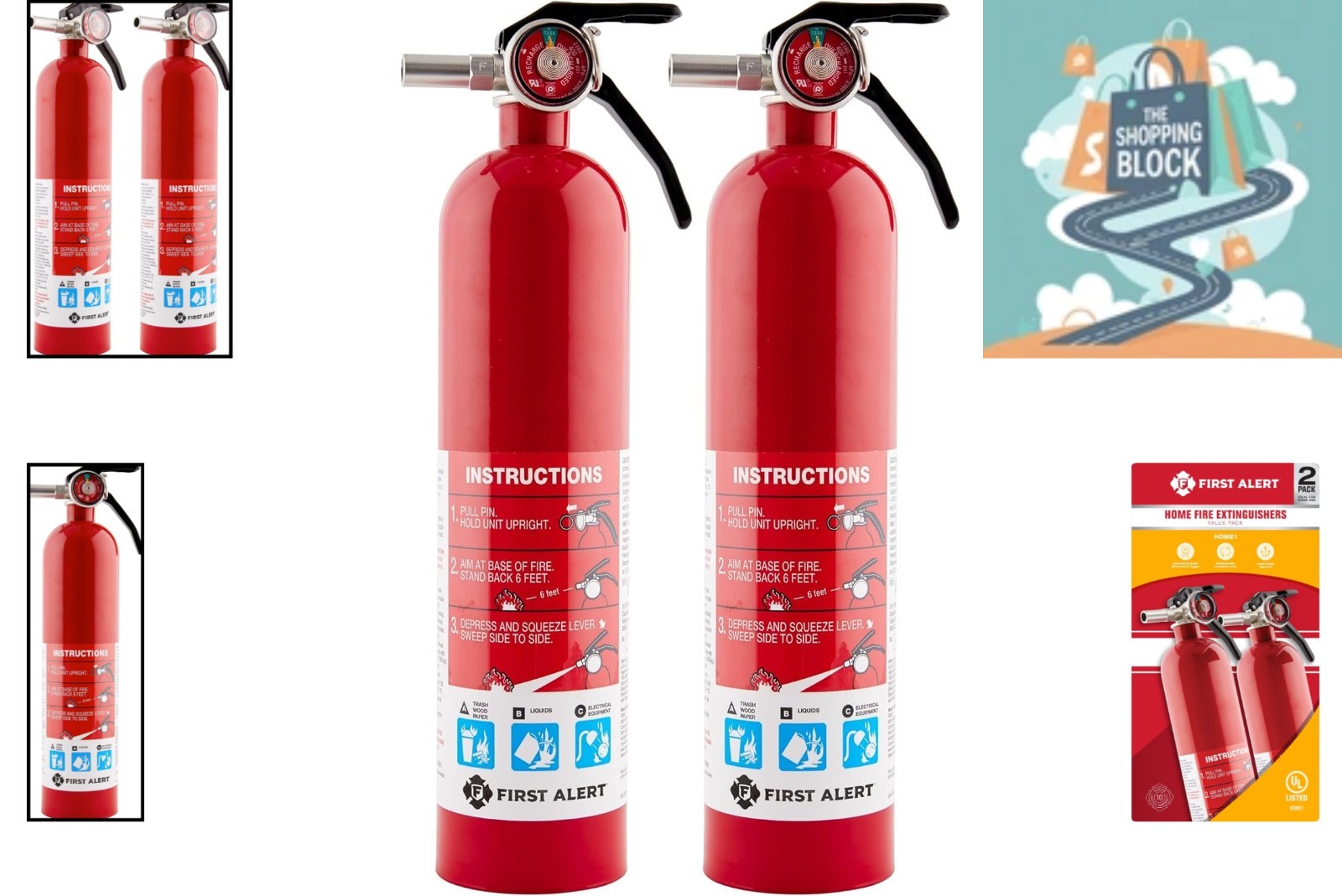 Home1-2 White 2-Pack Fire Extinguishers Rated 1-A:10-B:C