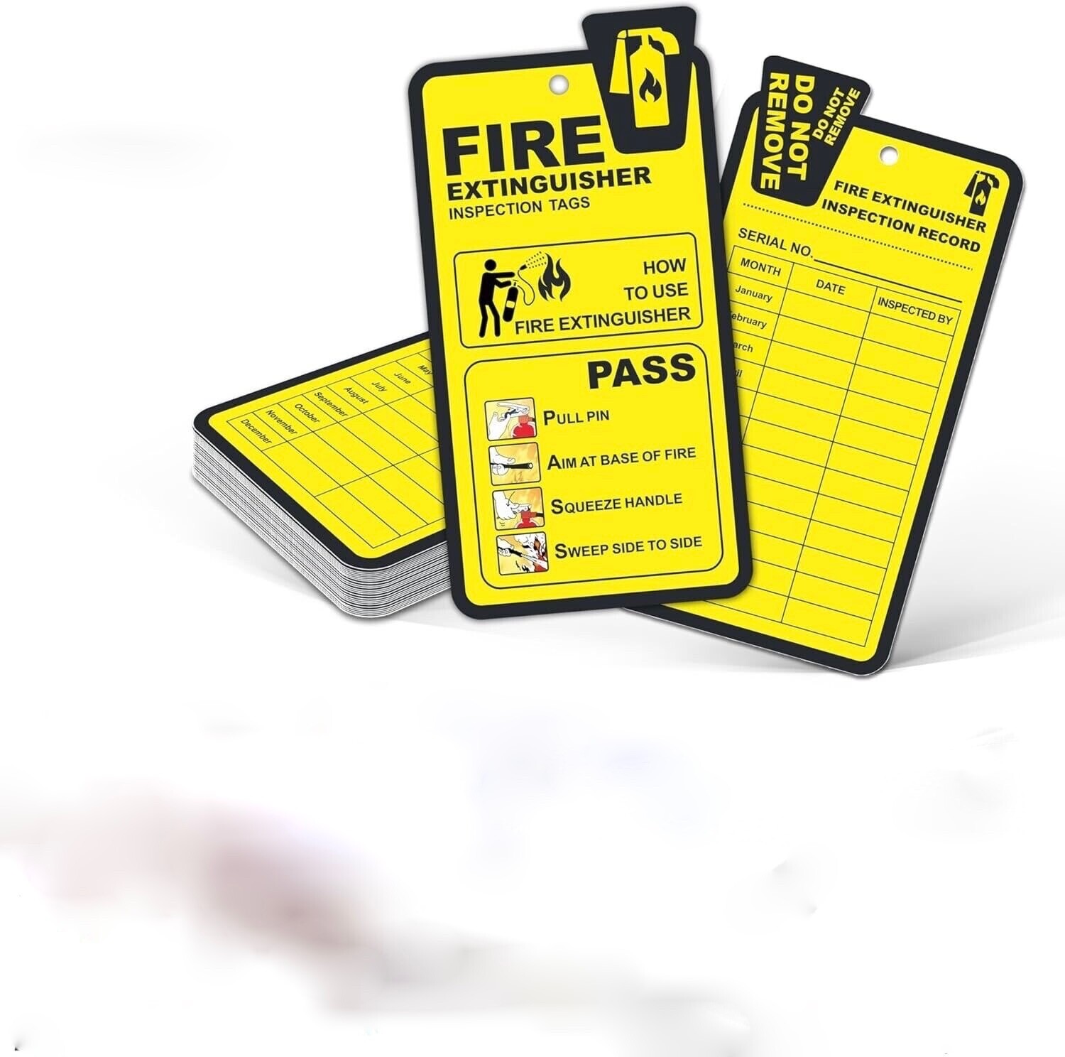 6-3″x6″ Fire Extinguisher Tags Fire Extinguisher Inspection Tags W/ZIP-TIES