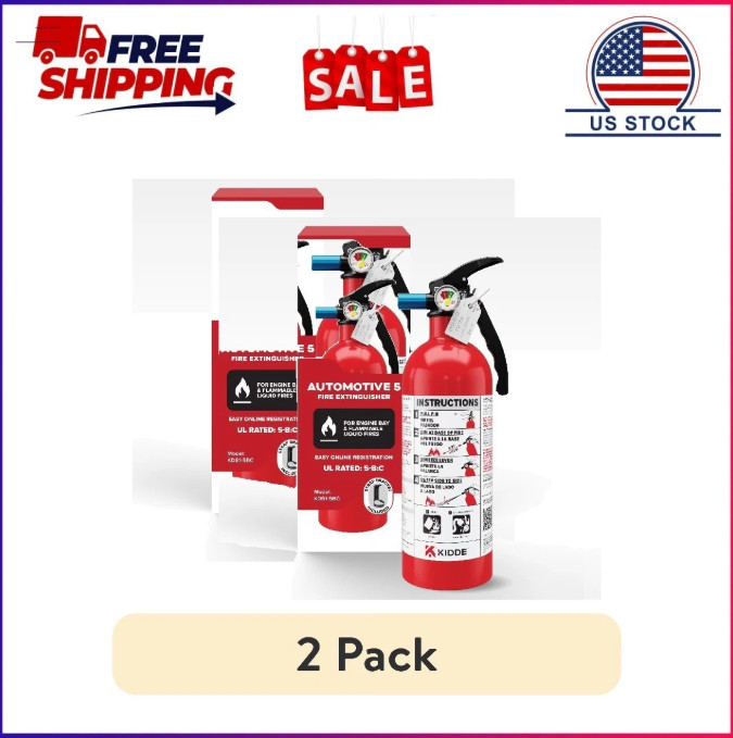 (2 pack) Kidde Fire Extinguisher for Vehicles, Single-Use, Dry Chemical, 5BC, St