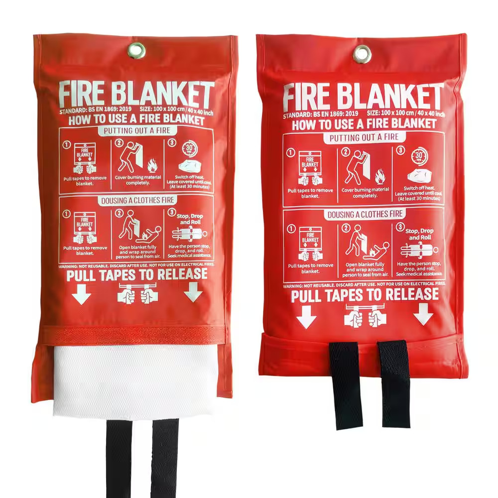 40 In. X 40 In. Fire Fiberglass Blanket Emergency for Home Kitchen, School, Fire