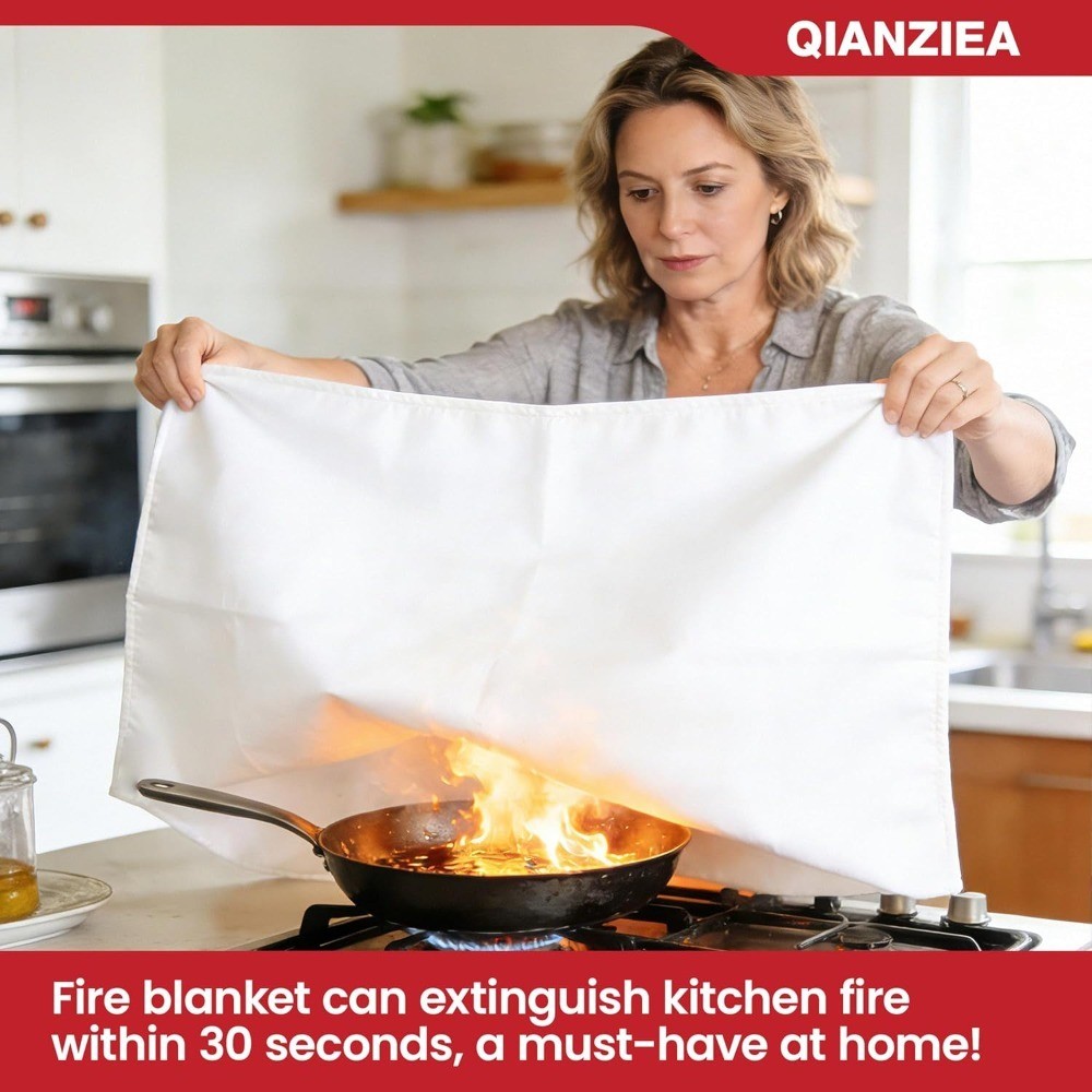 4 Pack Fire Blanket 40” x 40” – Emergency Fire Blanket for Kitchen & Home,