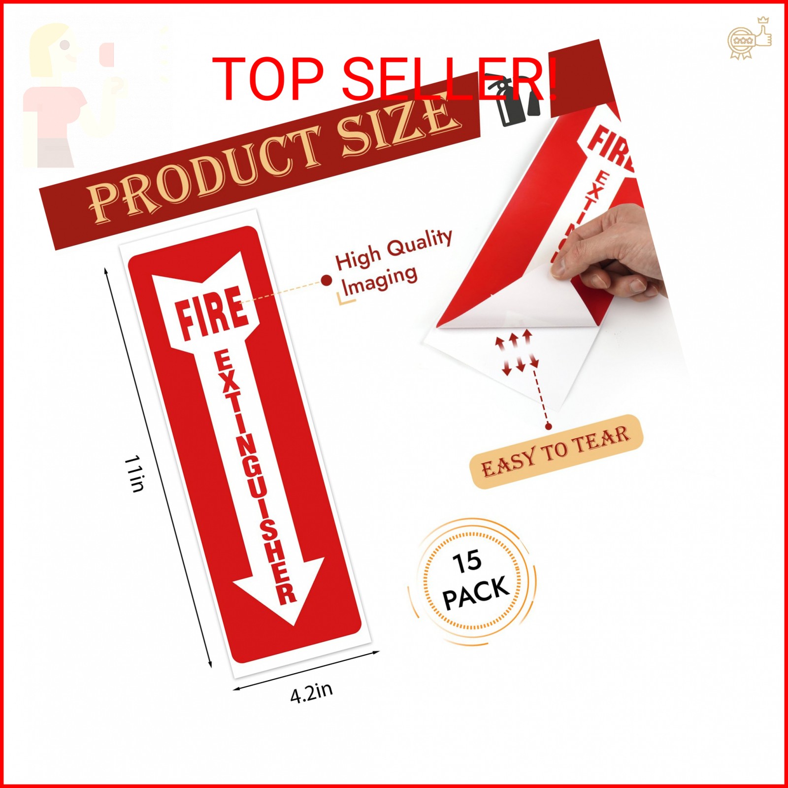Fire Extinguisher Signs, 15 Pack 4×12 Inch Fire Extinguisher Signs for Home Busi