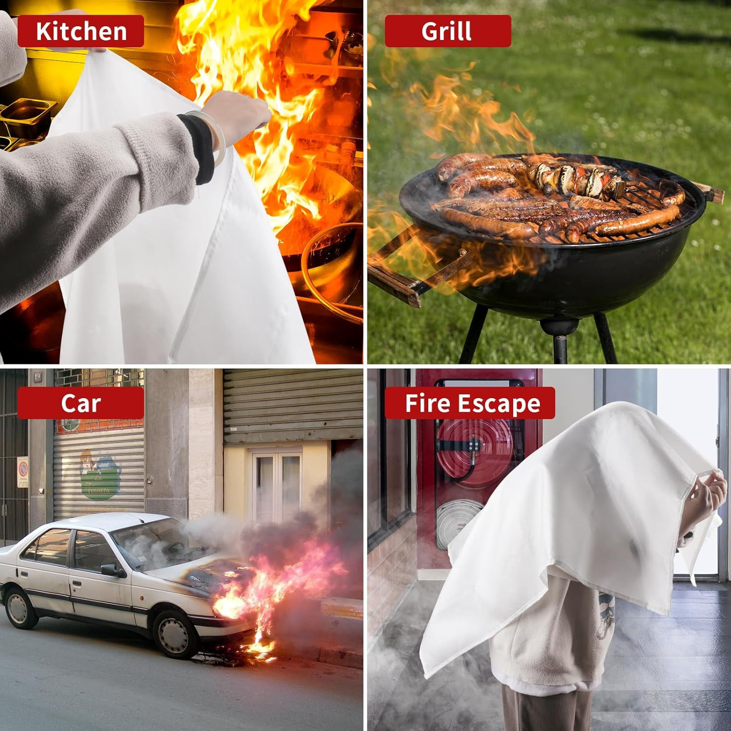 Fire Blanket – 2 Pack, Fire Suppression Blanket for Home and Kitchen, 40” X 40”,