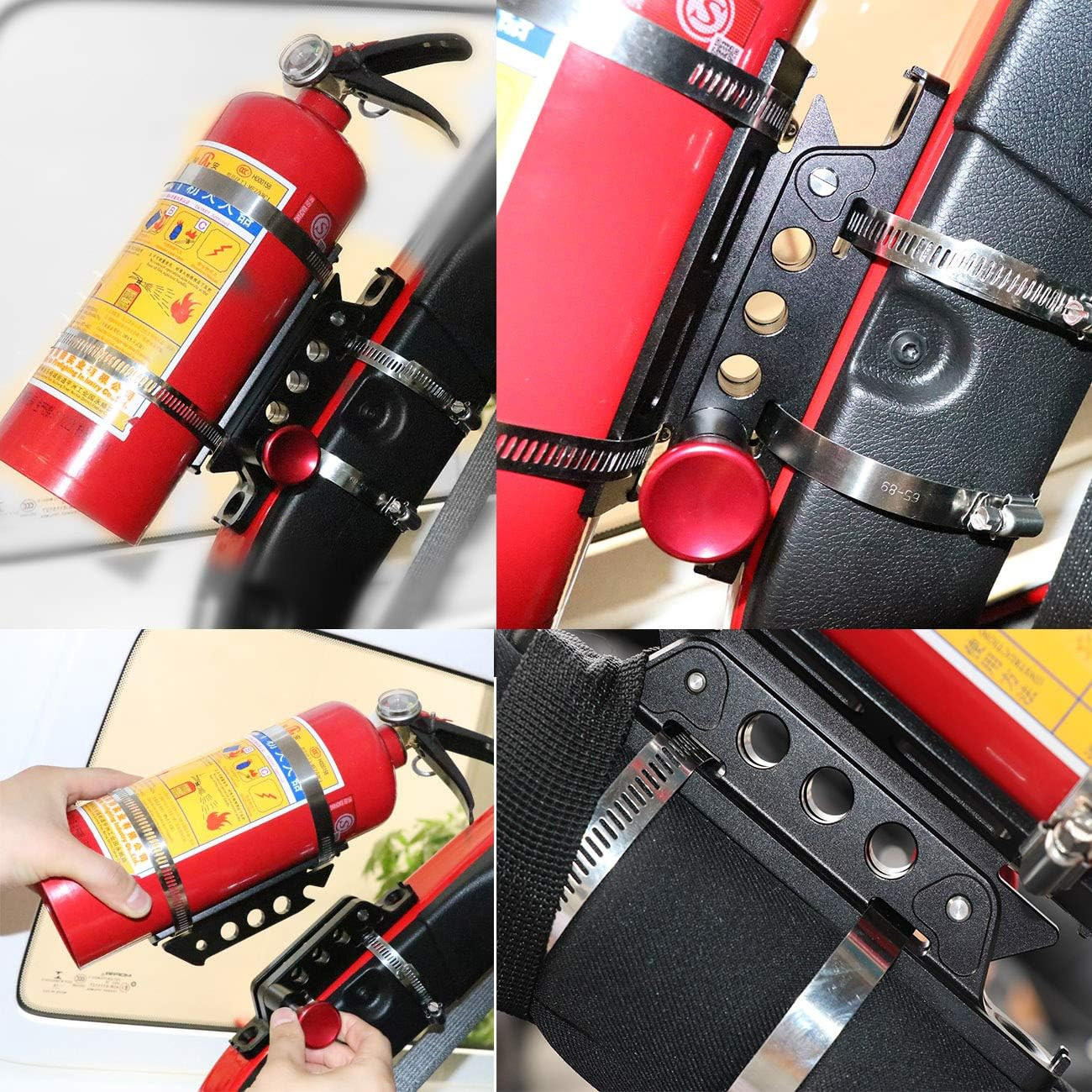Quick Release Adjustable Aluminum Roll Bar Fire Extinguisher Holder Mount Compat