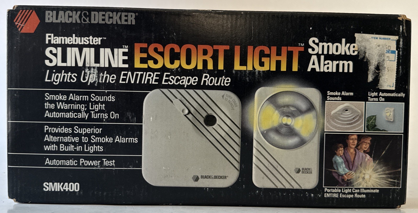 Black And Decker Flamebuster Slimline SMK400 Escort Light Smoke Alarm Escape