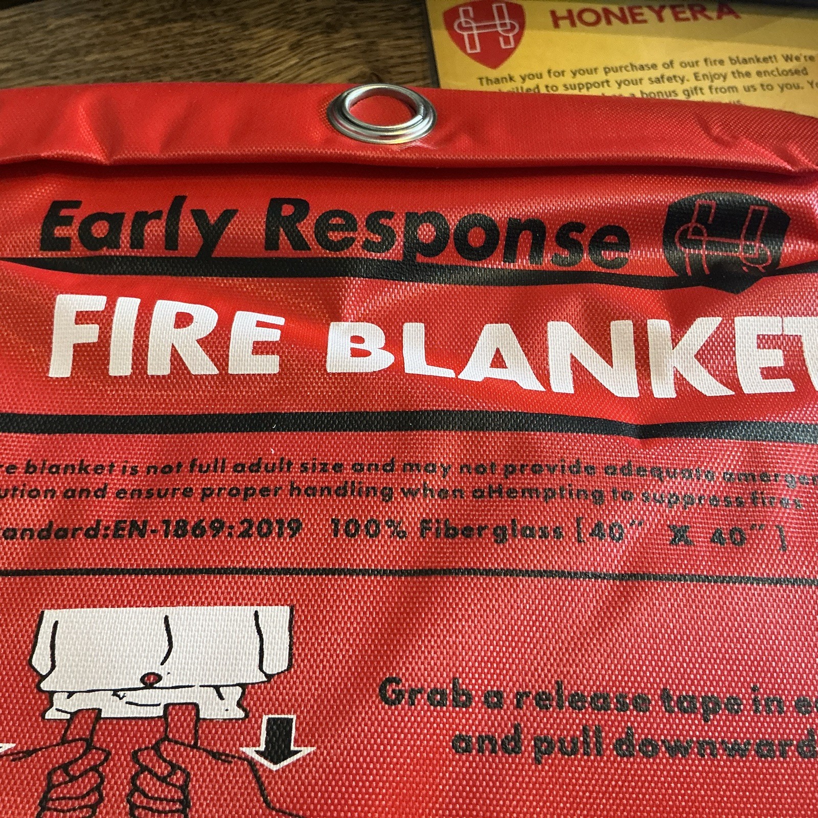 2 PACK FIRE BLANKET Honeyera Early Response Fiberglass 40″ x 40″ – NEW