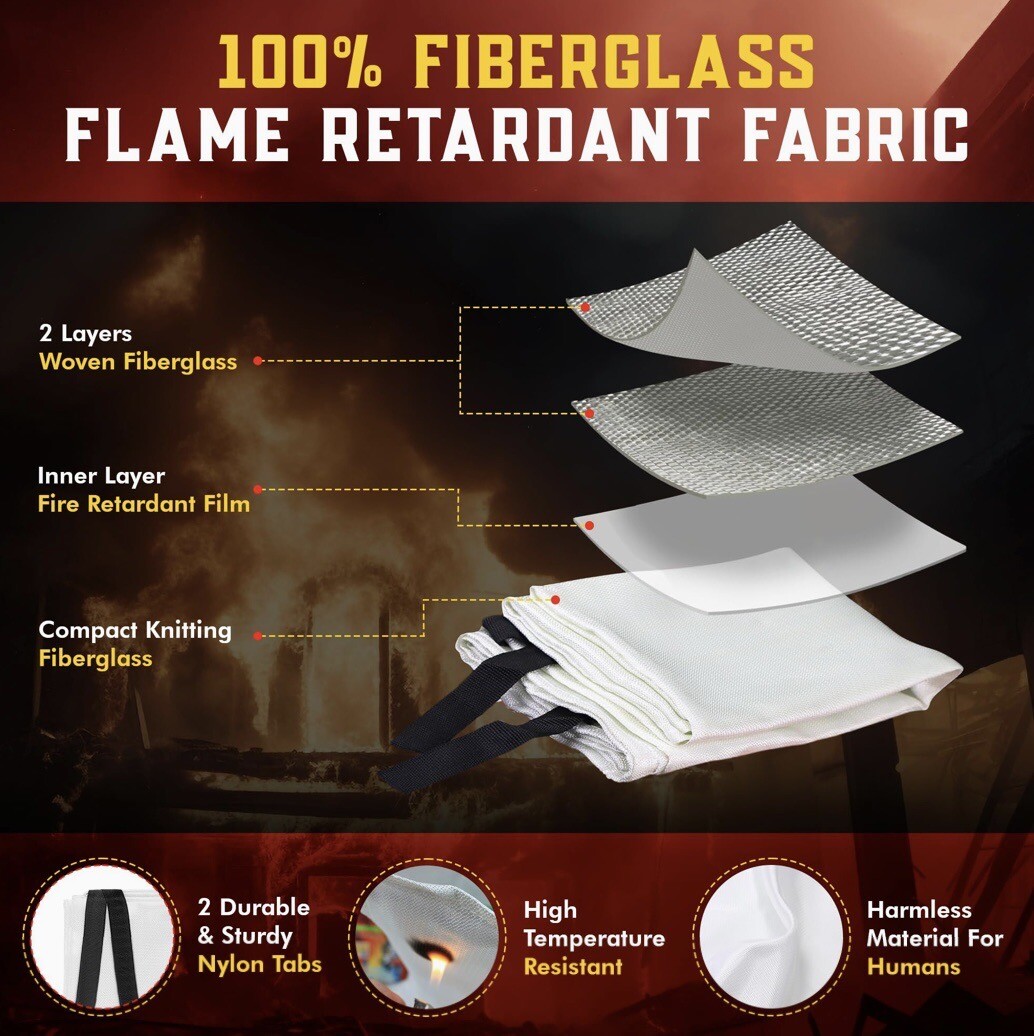 2 X FIRE EXTINGUISHER CAMPING BLANKET COVER THROW HOME BARBECUE GRILL 40 X 40