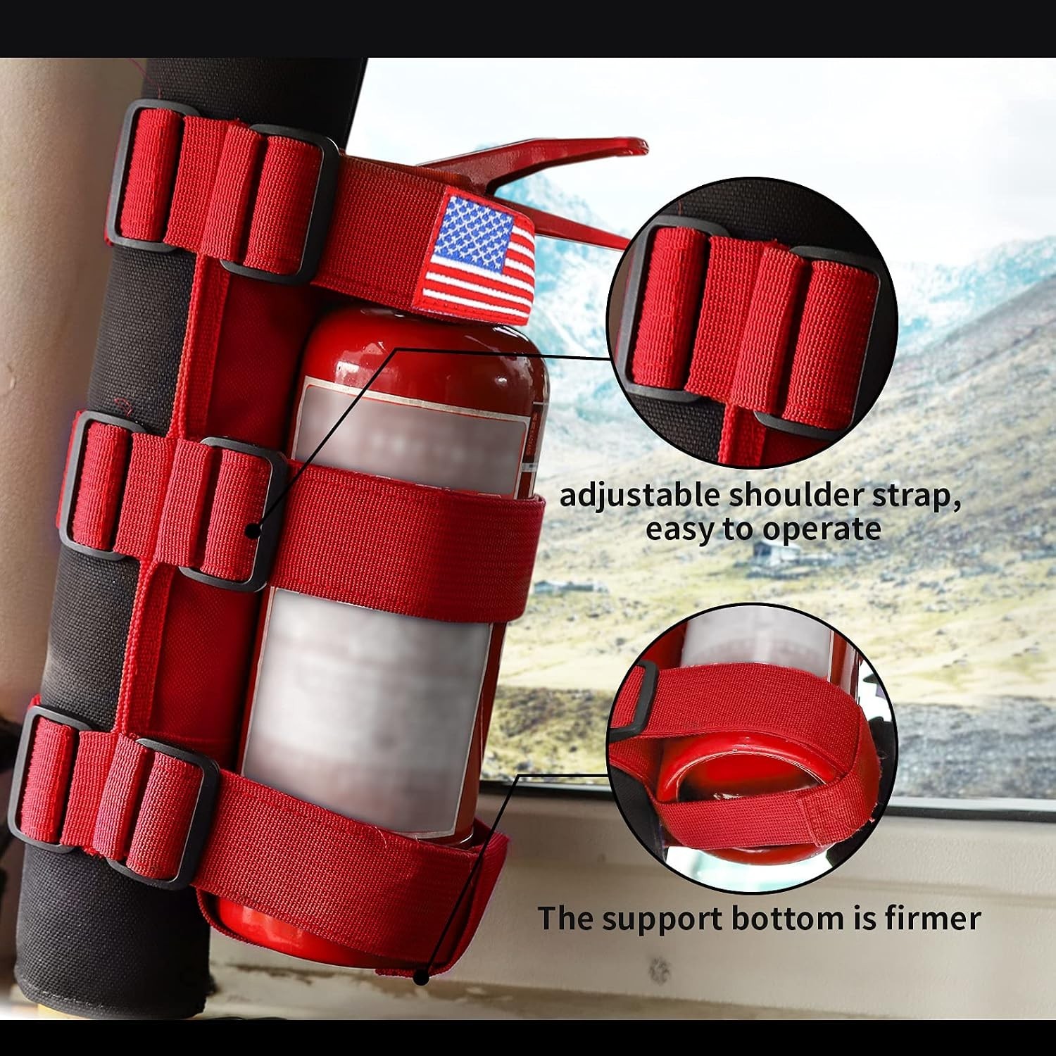 Adjustable Roll Bar Fire Extinguisher Mount Holder 3 lb for Jeep Wrangler Unl…