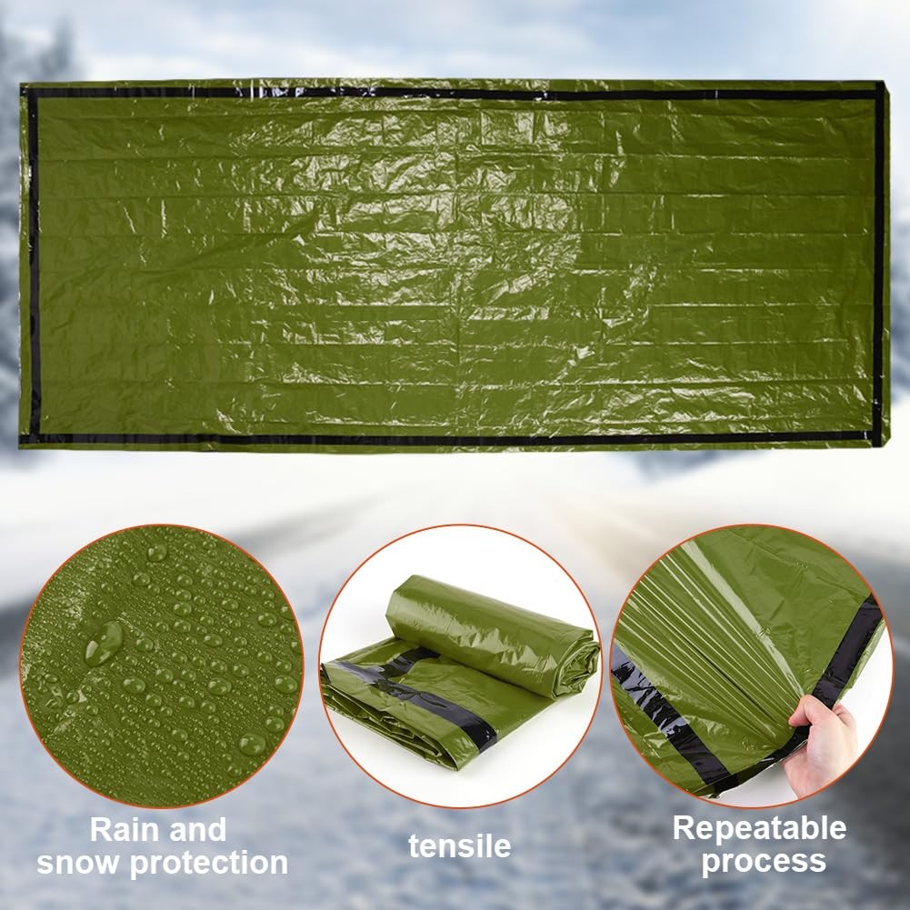 Emergency Sleeping Bag 2 Pack Portable Emergency Blanket for Survival Gear, T…