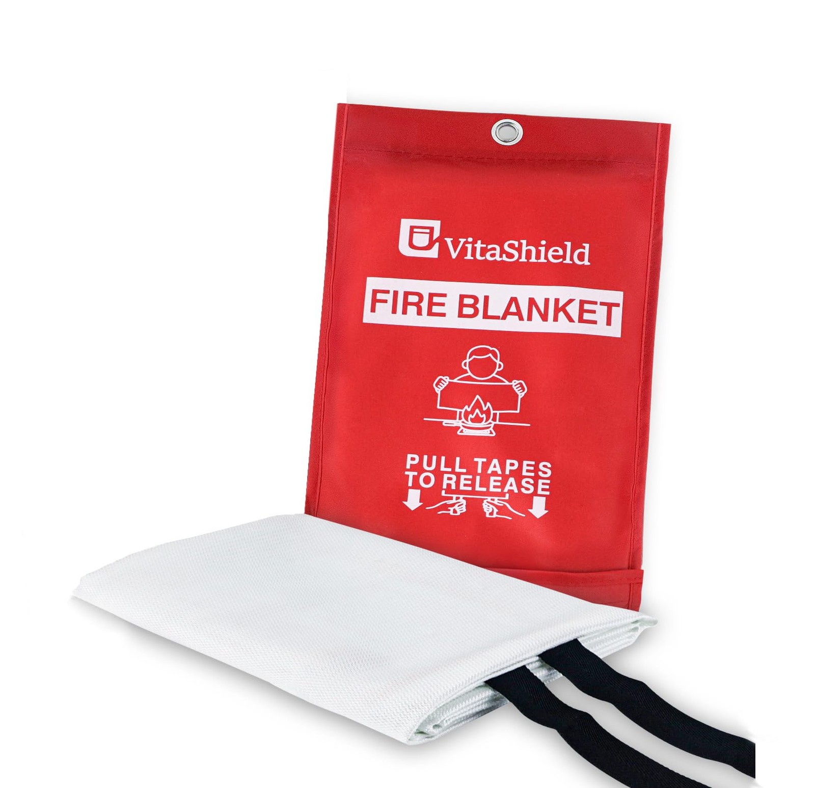 Emergency Fire Blanket for Kitchen Grease Fire, 39x39in, Easy Pull Tabs for Q…