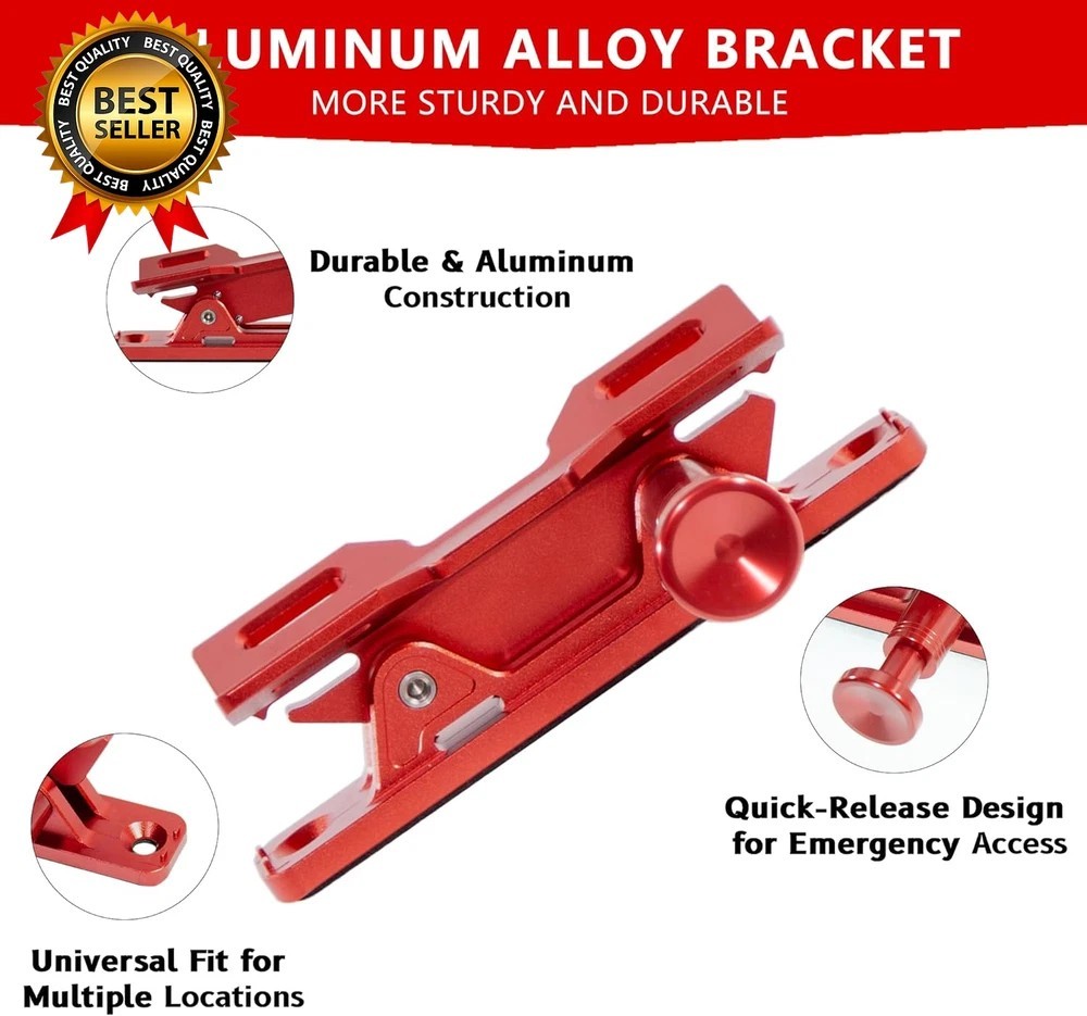 Quick Release Fire Extinguisher Mount – Aluminum Adjustable UTV Roll Bar Fire Ex