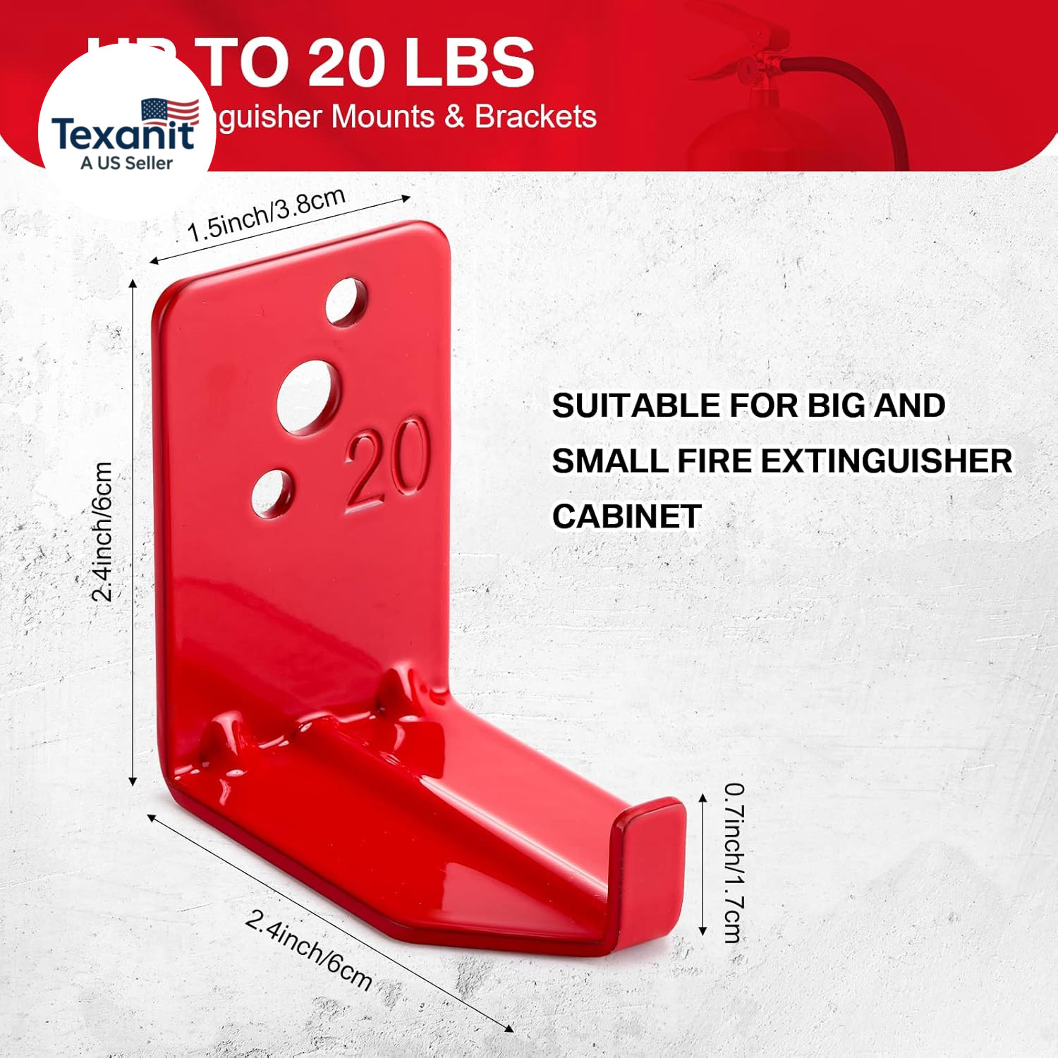 20 Pack Fire Extinguisher Mount Universal Bracket 5 to 40 Lb Fire Extinguisher H