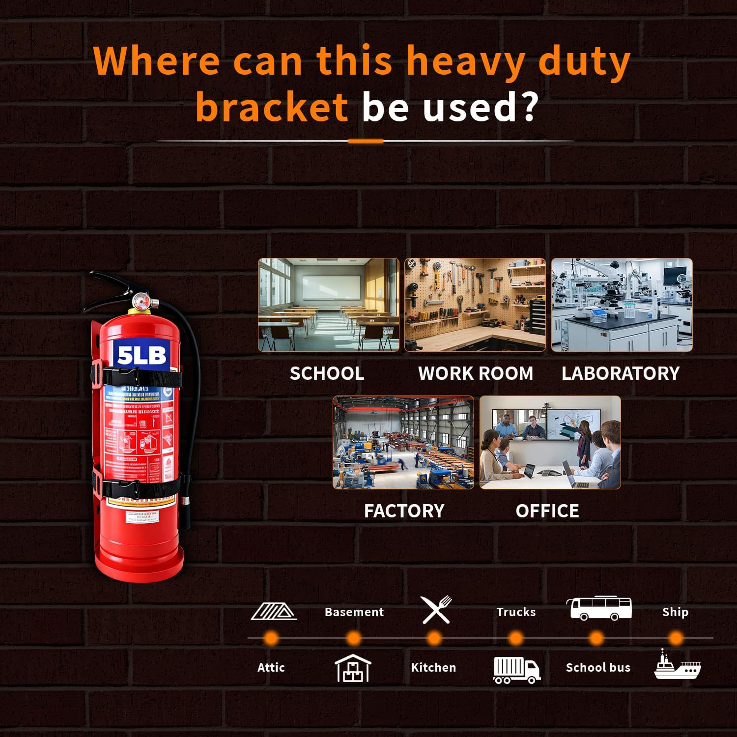 Fire Extinguisher Wall Mount Bracket, Heavy Duty Quick Release Metal Holder for