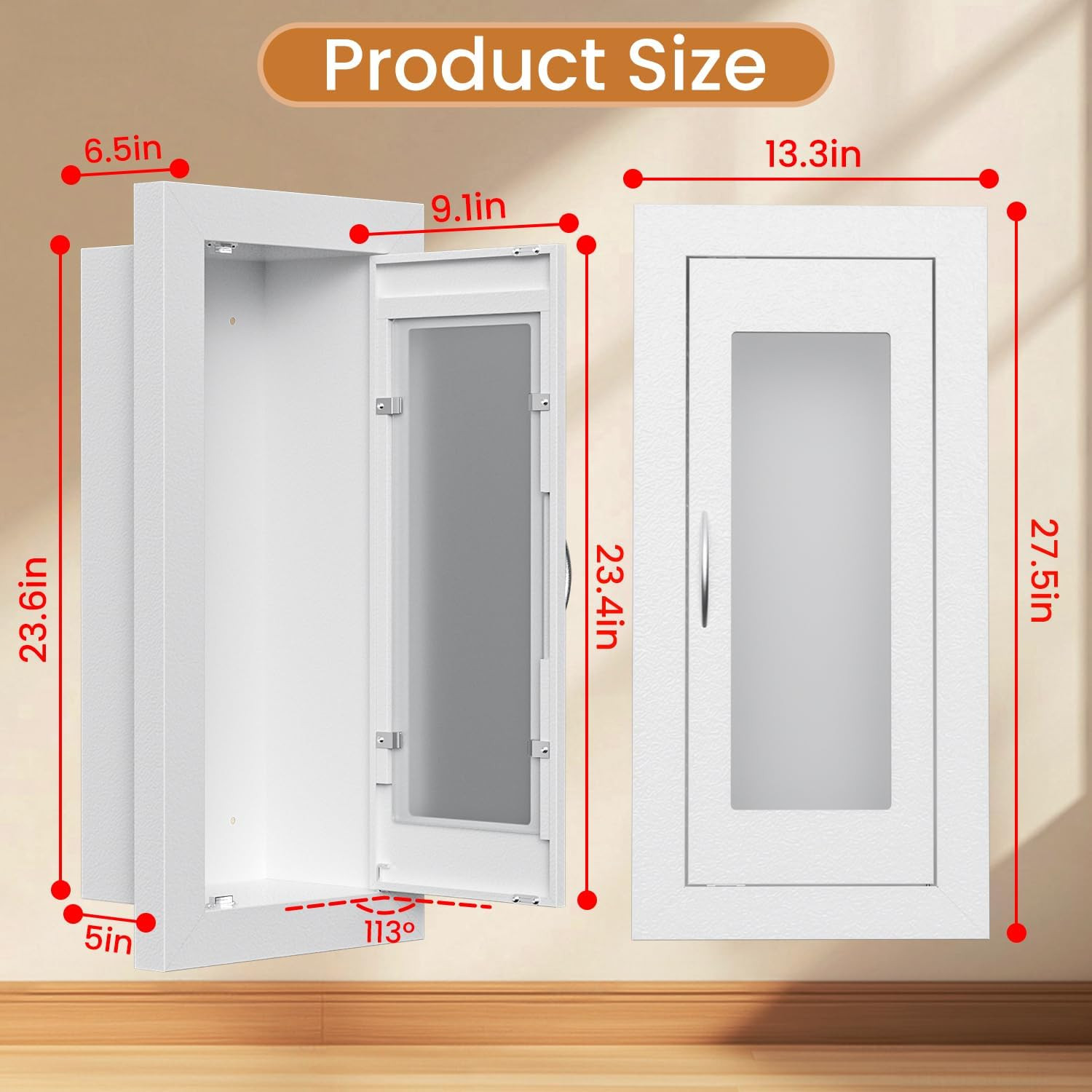 Recessed Fire Extinguisher Cabinet, Steel Fire Extinguishe Box with Acrylic Wind