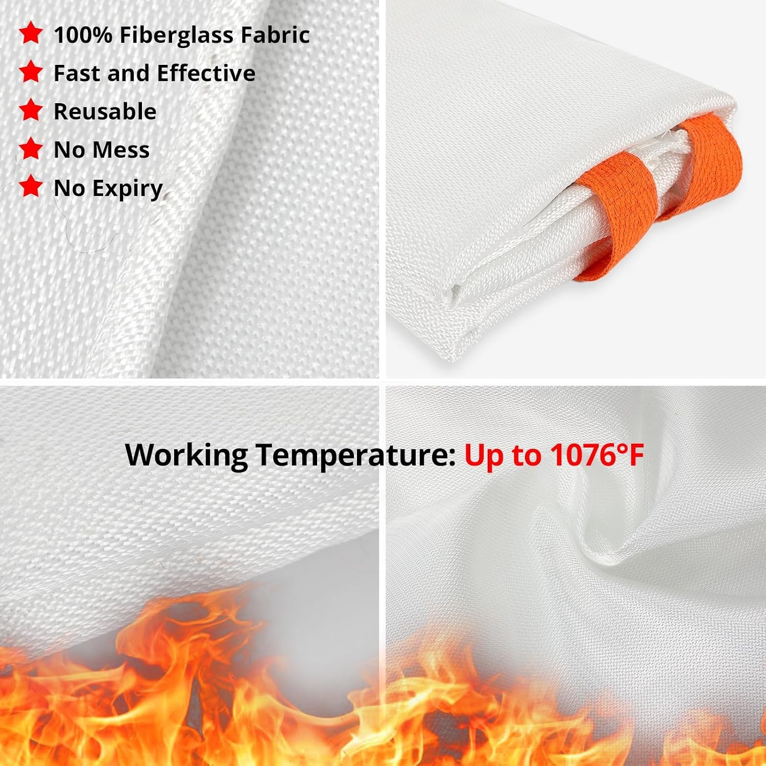 SecuCaptain Emergency Fire Blanket for Home and Kitchen – 2 Pack 40″x40″ Flame S