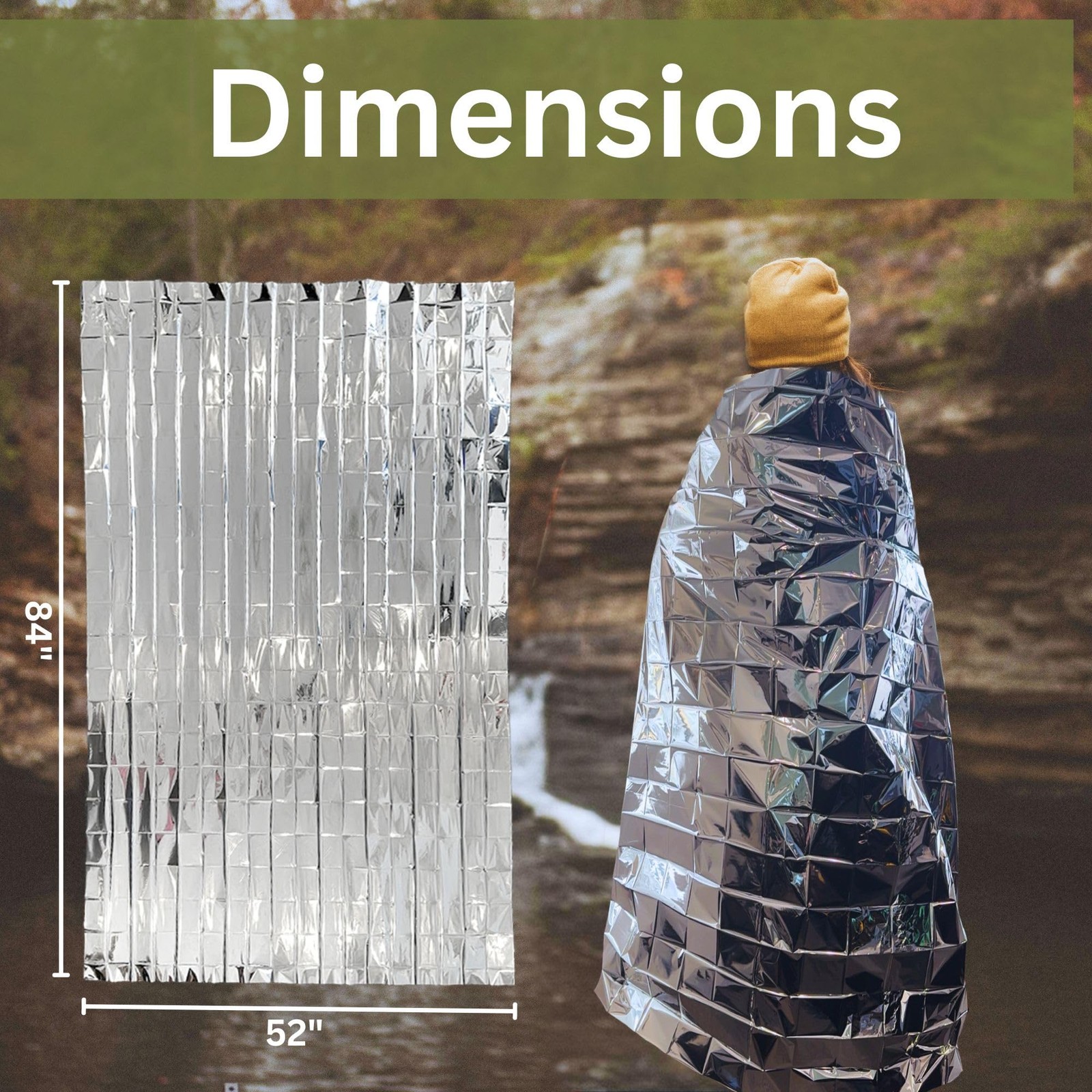 [1 Pack] Thermal Reflective Emergency Blanket 52”x84” | Emergency Mylar Blank…