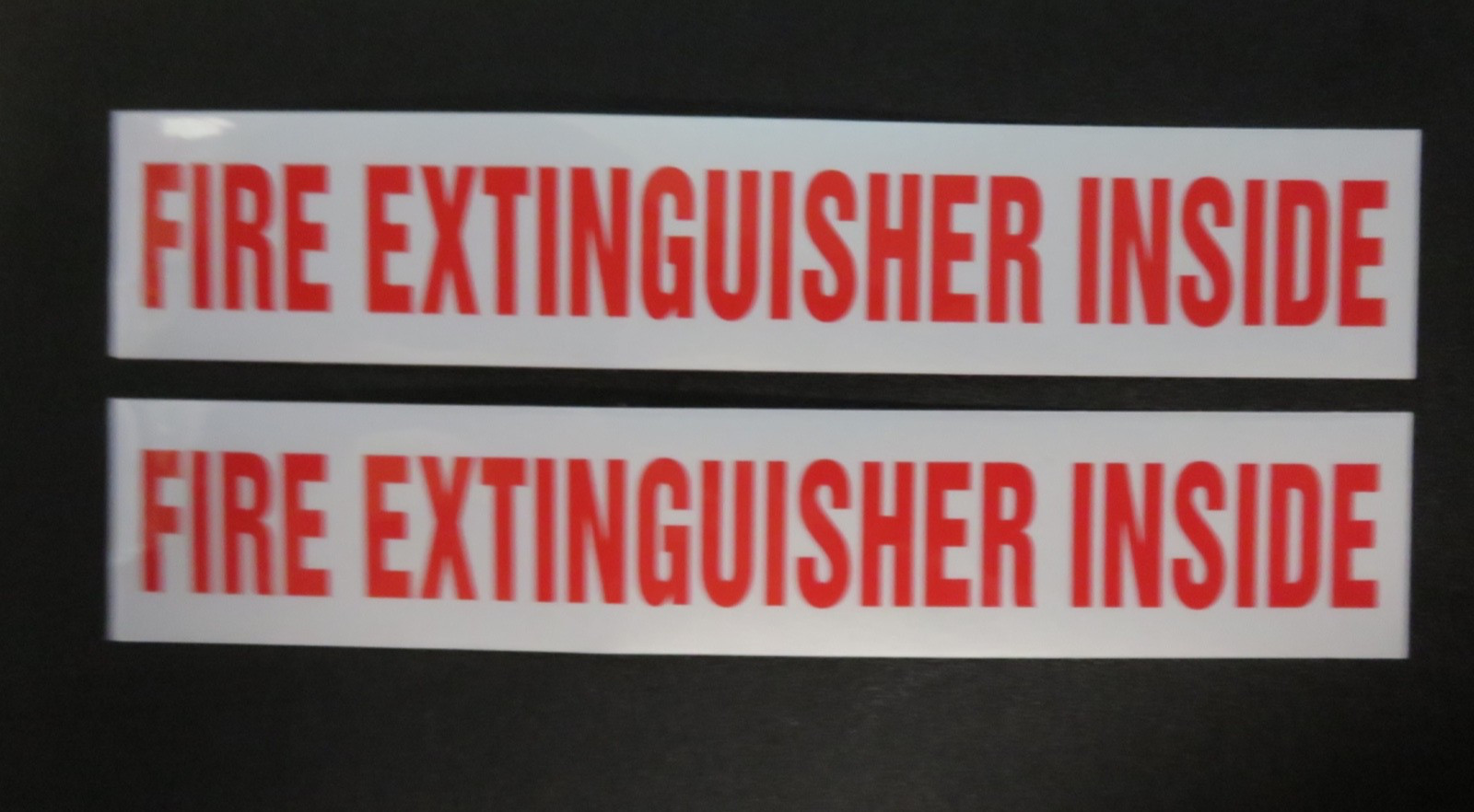 🔥🧯(TWO) “FIRE EXTINGUISHER INSIDE” 9″ x 1.7″ Self-Adhesive Vinyl Reflective