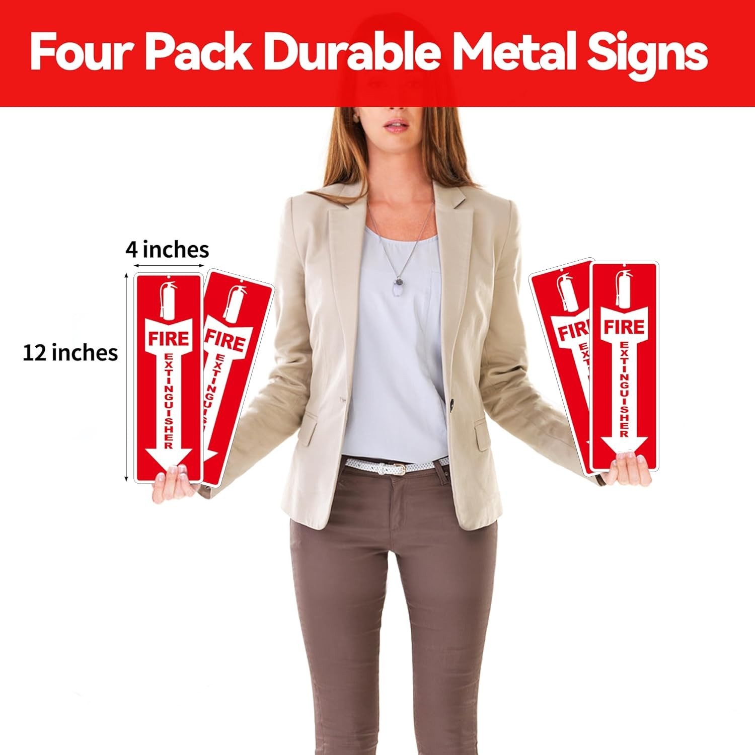 4 Pack Fire Extinguisher Signs – Strong Self Adhesive Fire Extinguisher Sign …