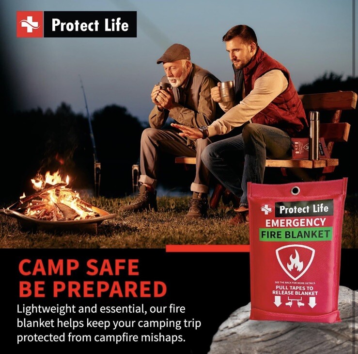 2 PACK PROTECT LIFE FIRE BLANKET, FIRE SUPPRESSION BLANKET FOR HOME FIRE RETARD