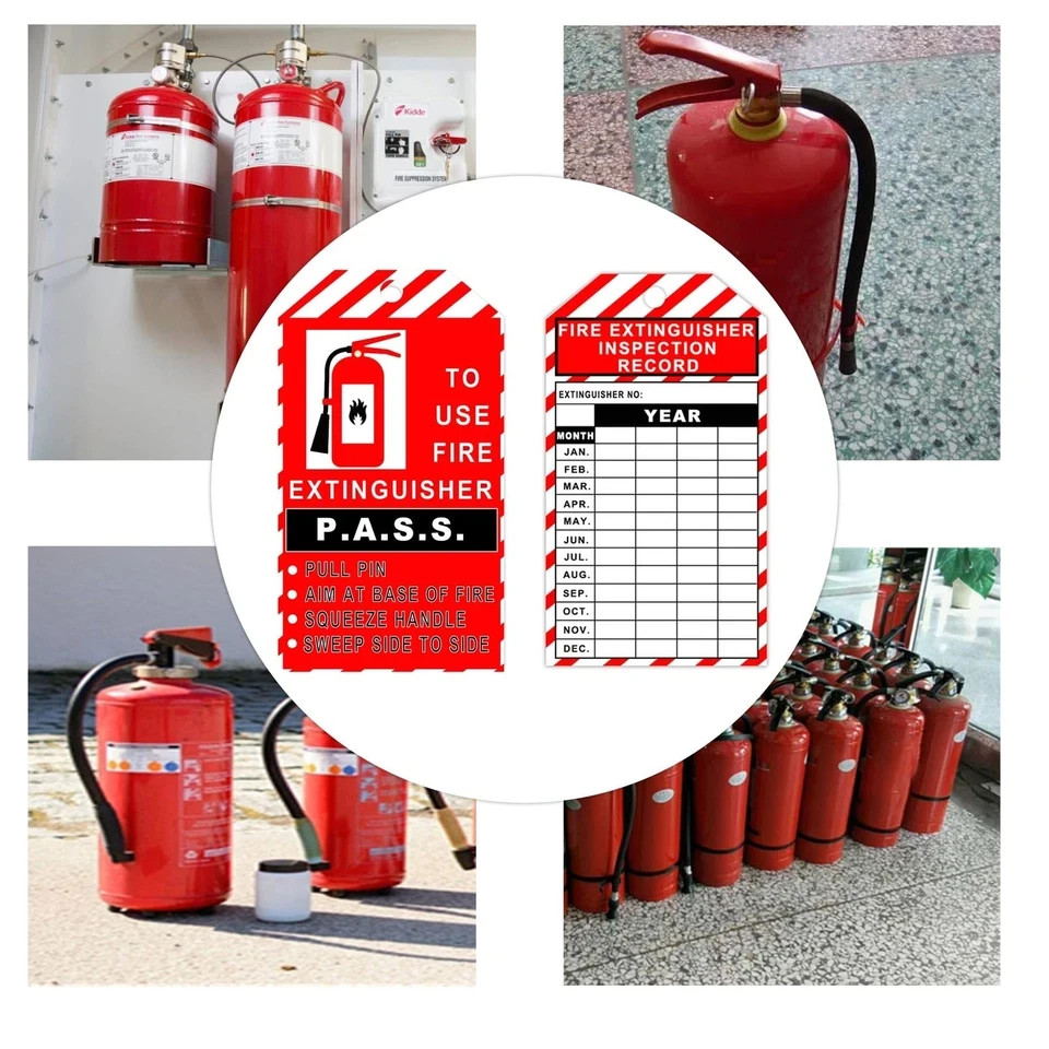 25 Pack Monthly Fire Extinguisher Inspection Tags Record 4 Year with Adjustab…