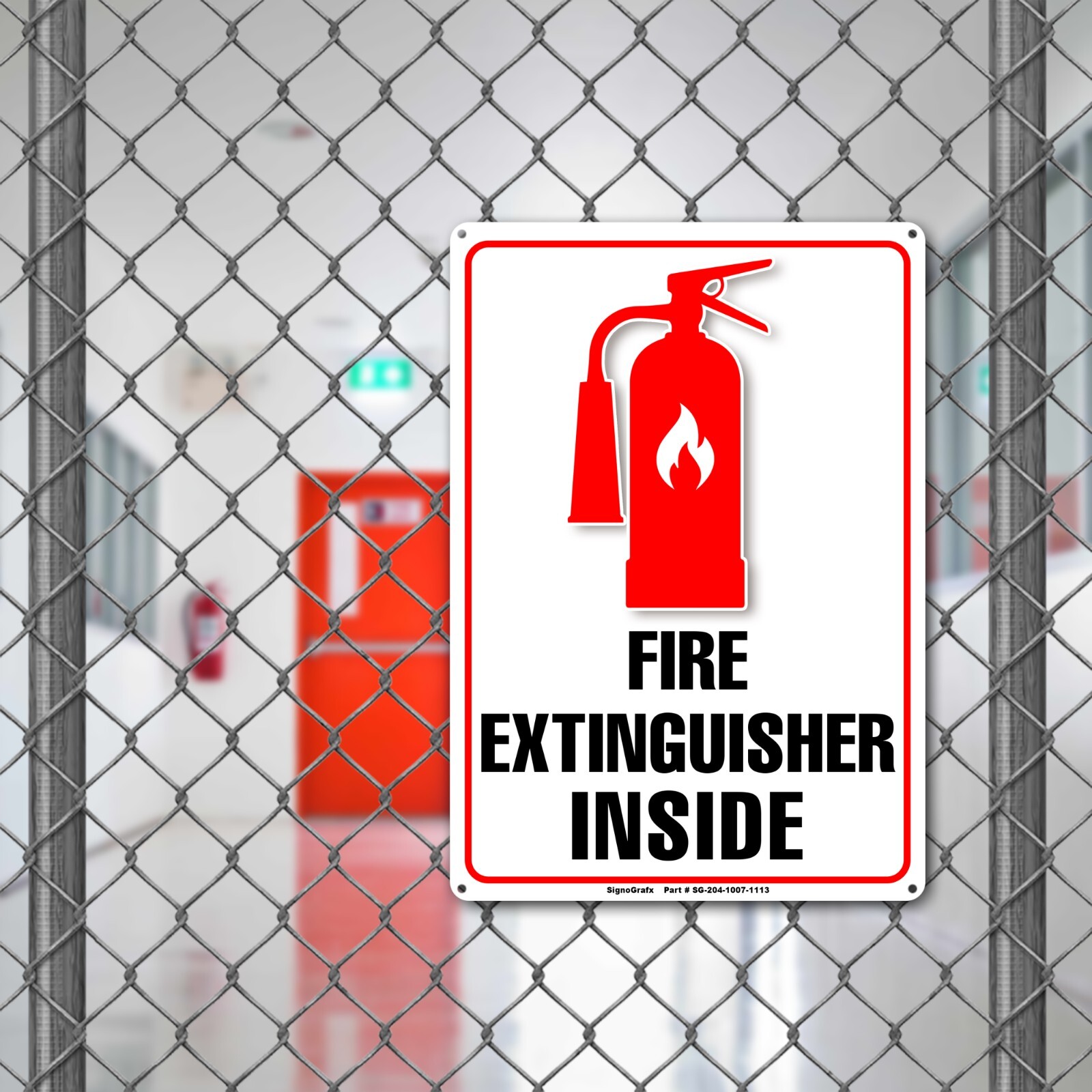 SIGNOGRAFX Fire Extinguisher Sign, Fire Safety, 10″x7″ Security for School & Lab