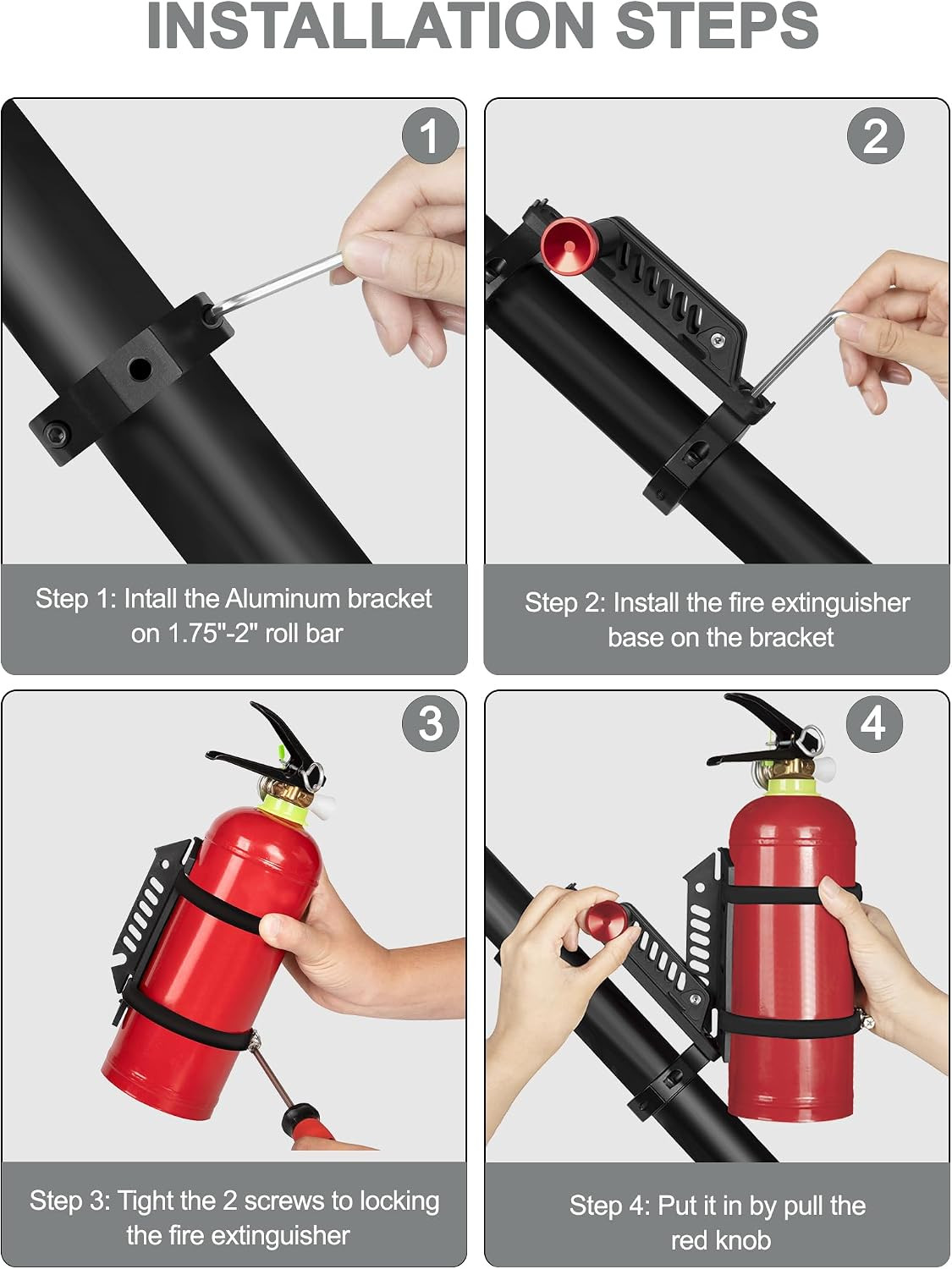 UTV Fire Extinguisher Mount, Roll Bar Fire Extinguisher Holder | Quick Release,
