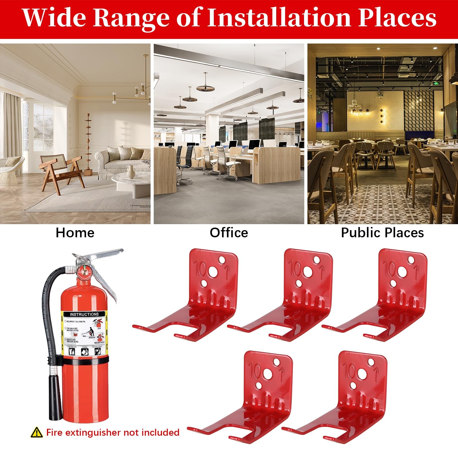 5 PCS Fire Extinguisher Bracket Adjustable Mount Wall Hook Cabinet Holder