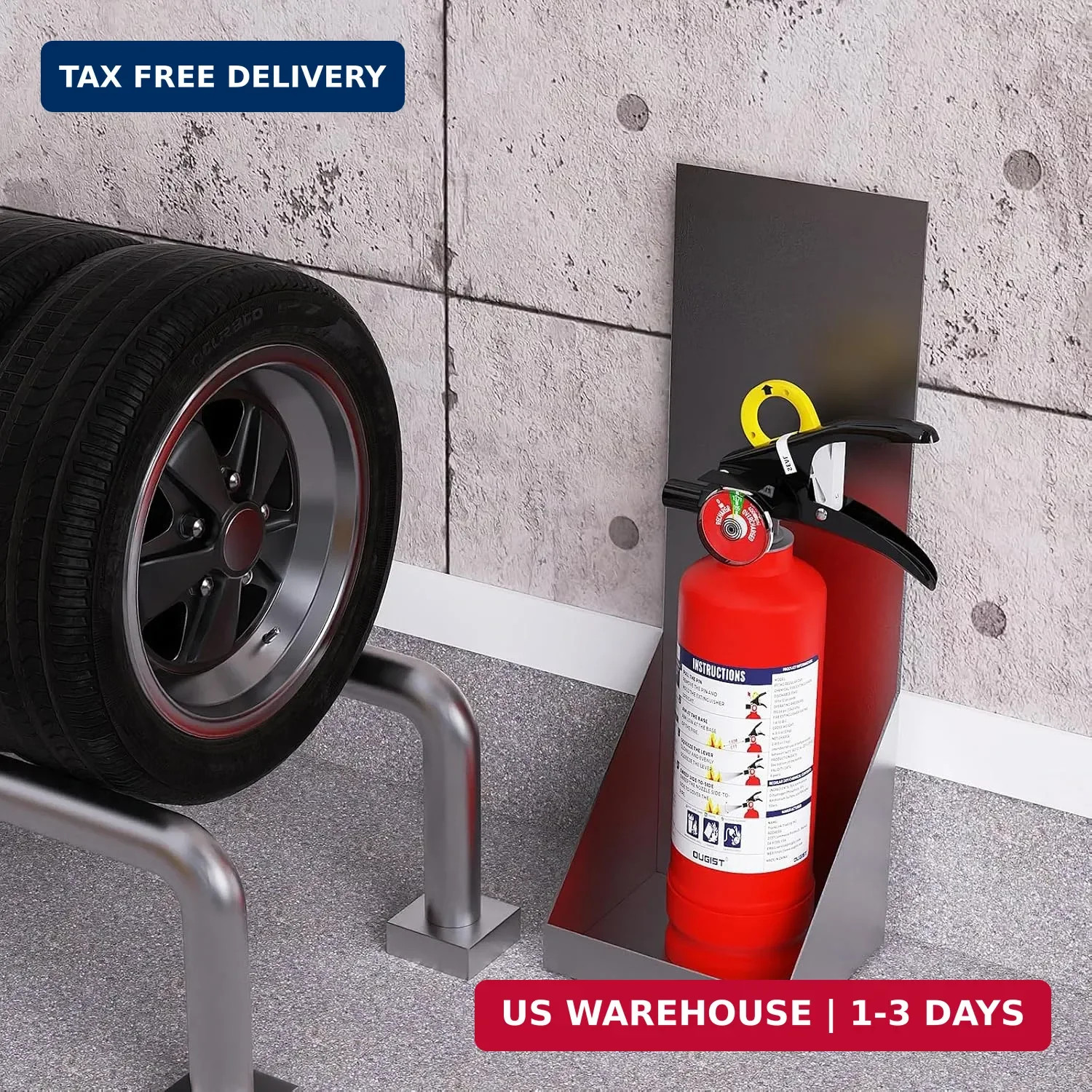 Ougist ABC Fire Extinguisher for Home & Vehicle – 2.5 lb 1-A:10-B:C Rated, Dry C