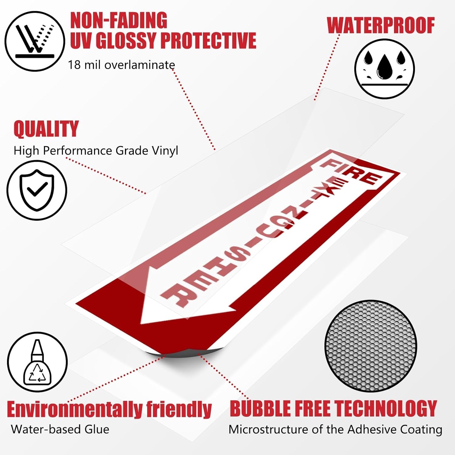 12 Pack Fire Extinguisher Signs Glow in Dark Waterproof Stickers for Home Office