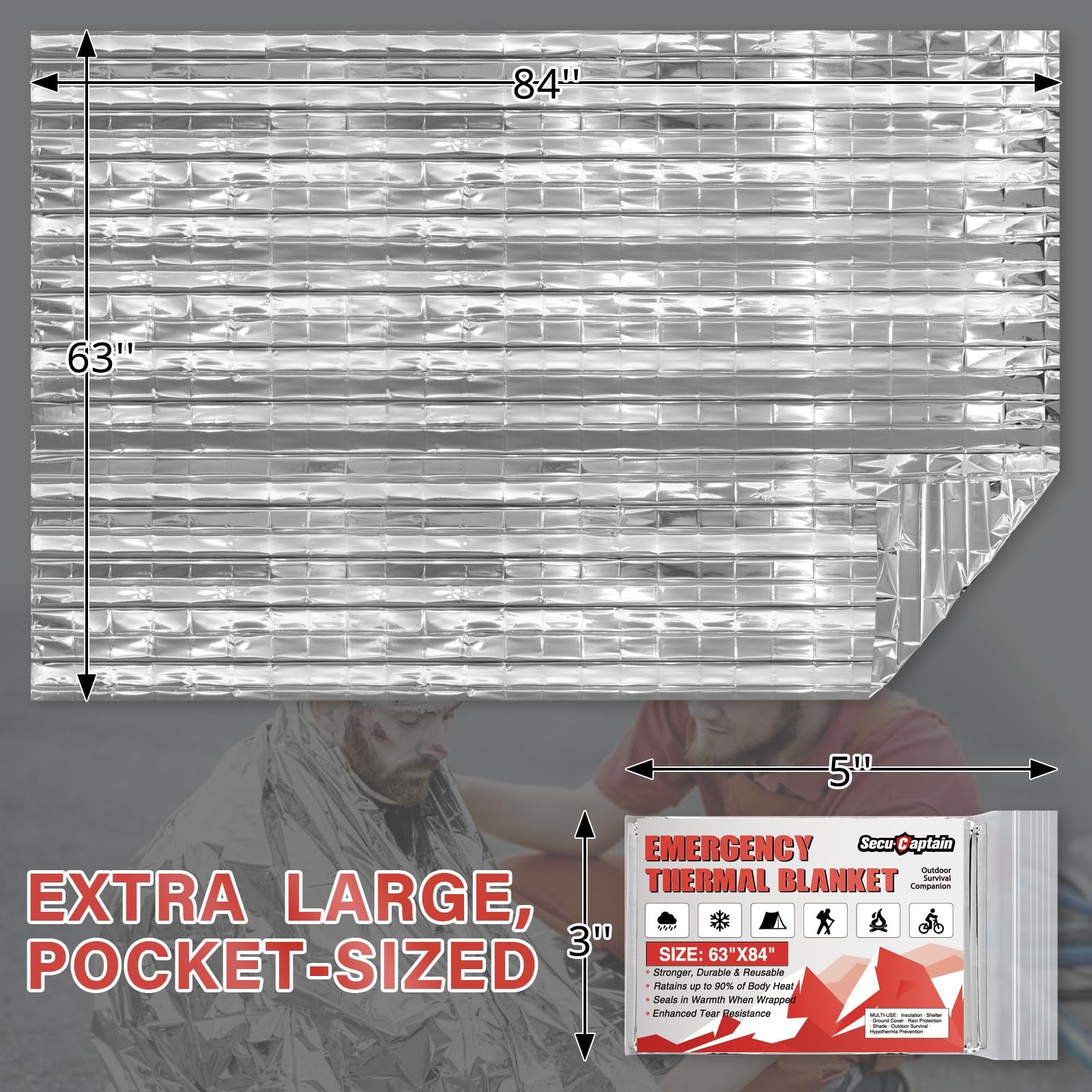 Survival Emergency Thermal Blankets: Extra Large 84” x63” 4/10/25/30/50/75/10…