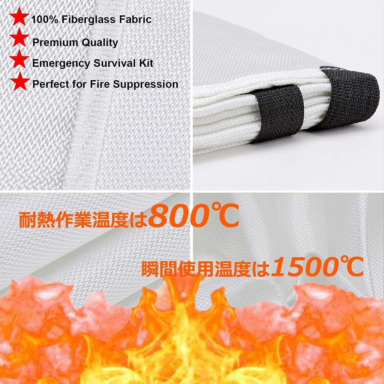 3.9 x 3.9ft Fiberglass Fire Blanket for Surival, Flame Retardant Protection a…