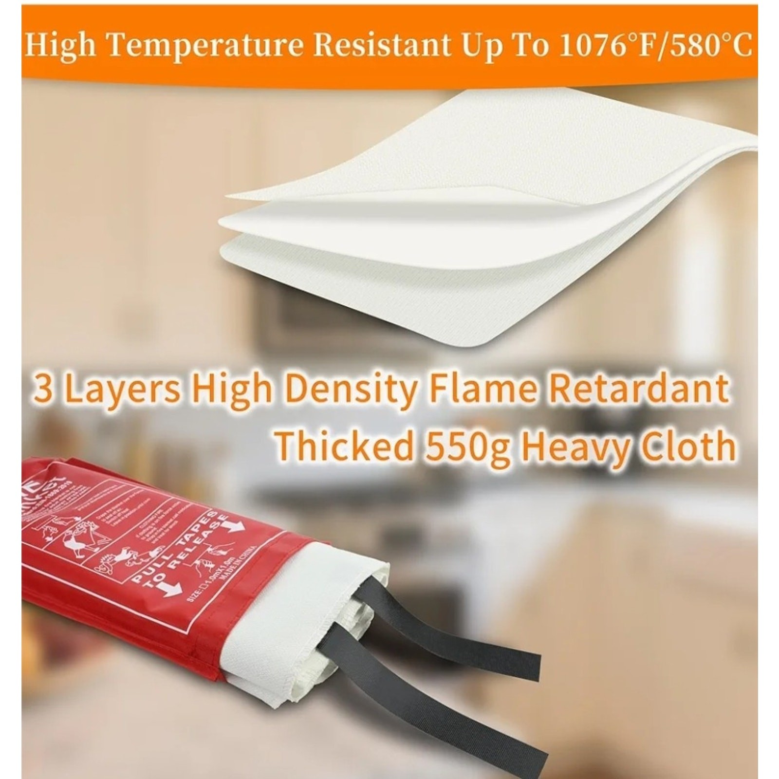 Fire Suppression Blanket For Home Kitchen Office Car Caravan Emergency Safety