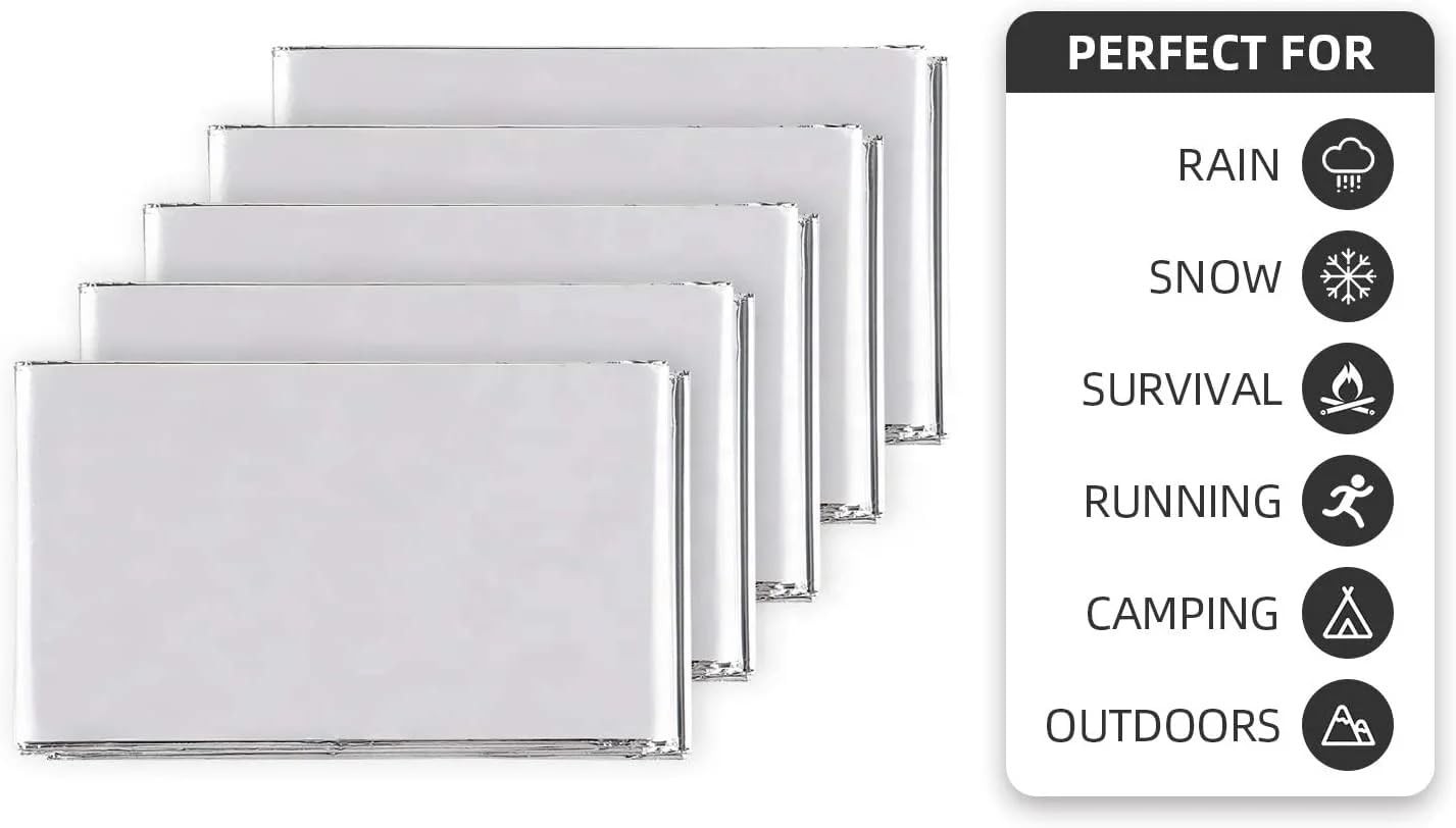 Emergency Survival Blanket, Mylar Thermal Blanket, Gigantic Space Blanket 82″…
