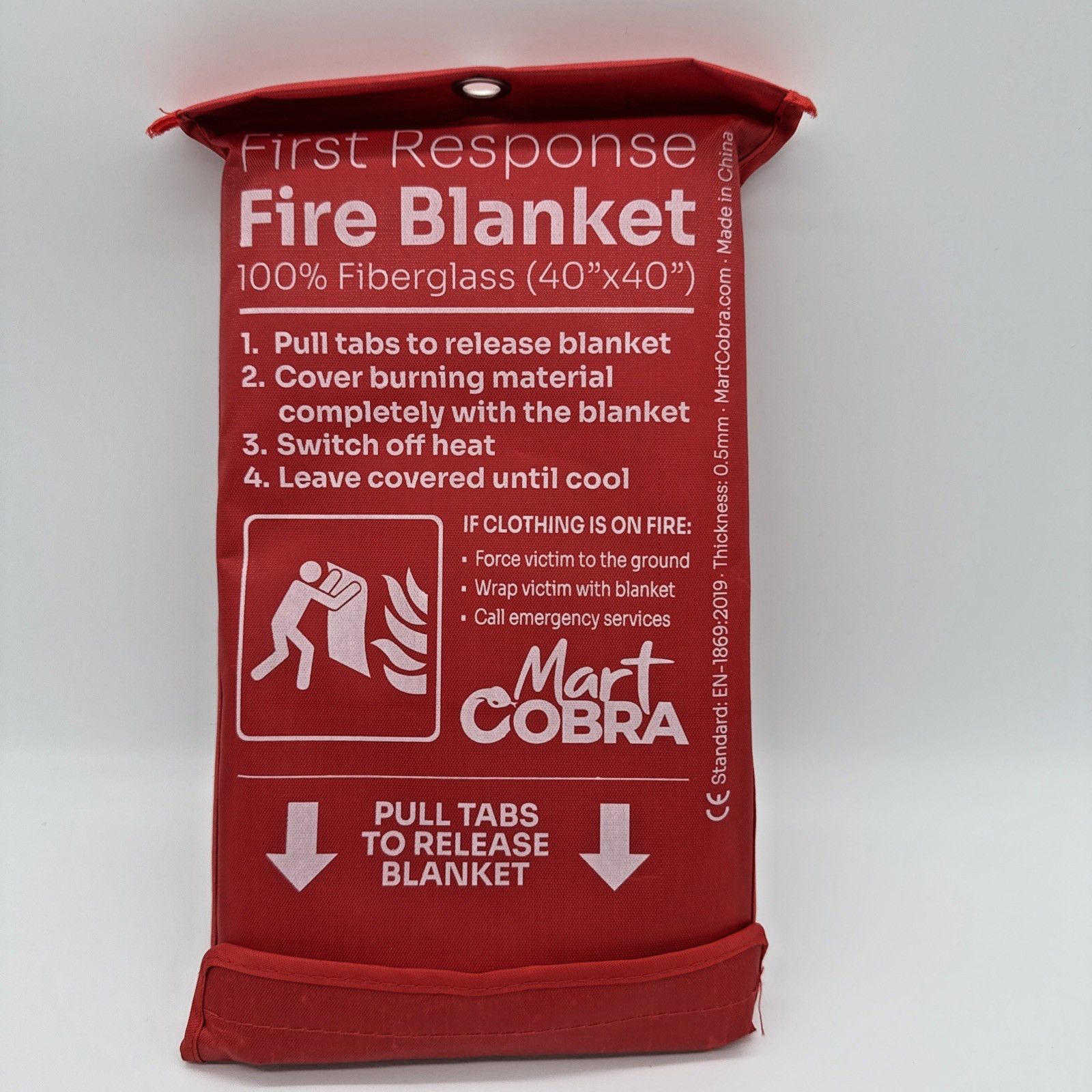 First Response Fire Blanket Fire Protection 100% Fiberglass 40″x40″