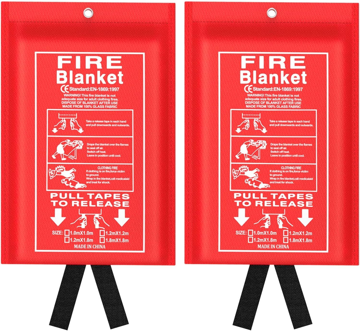 Emergency Fire Blanket for Kitchen and Home Safety, 2 Pack 39.37” x 39.37”