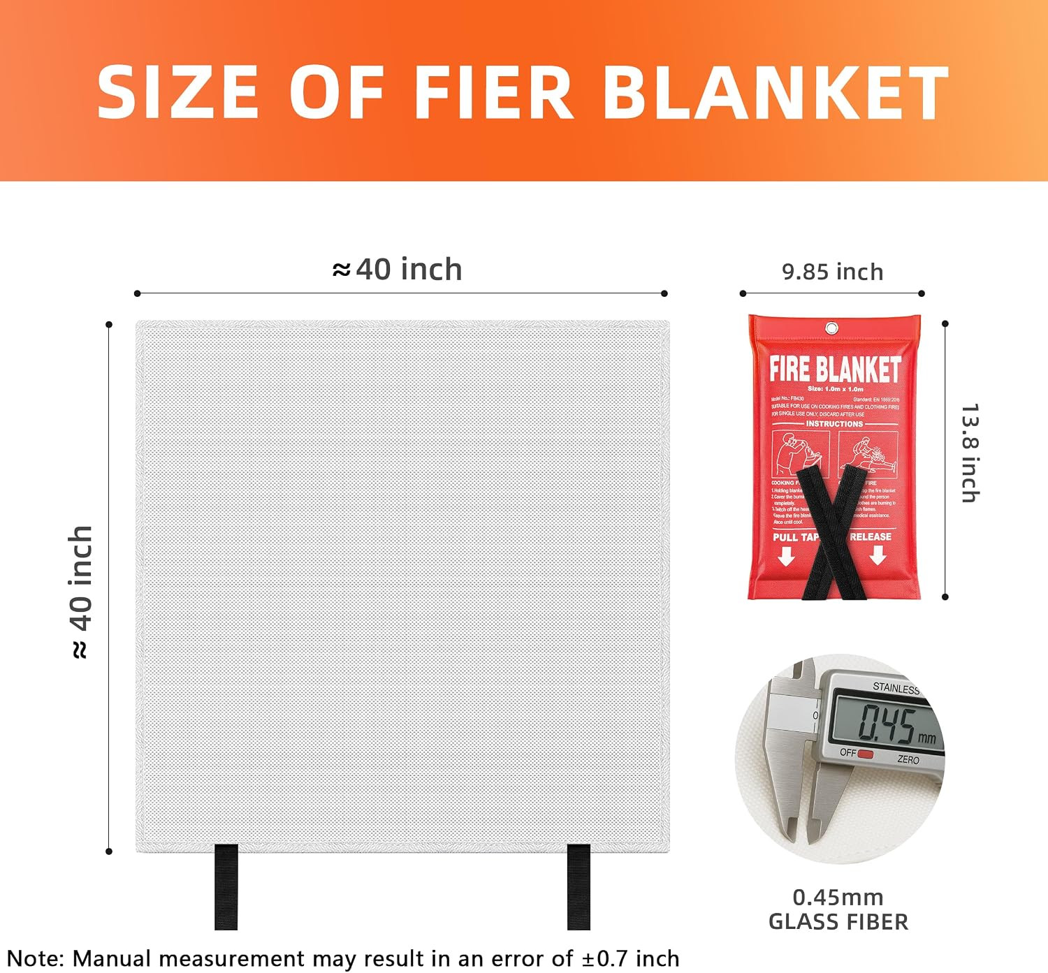 Fire Blanket 4 Pack – 40″ x 40″ Prepared Emergency Fire Blanket | For Home and K
