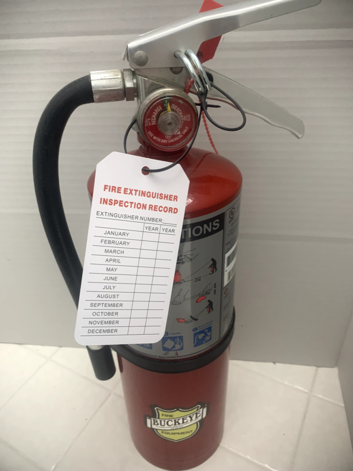 🔥🧯10-4″x 2″ Fire Extinguisher Inspection Tags H.D.-Double Sided W/ZIP-TIES