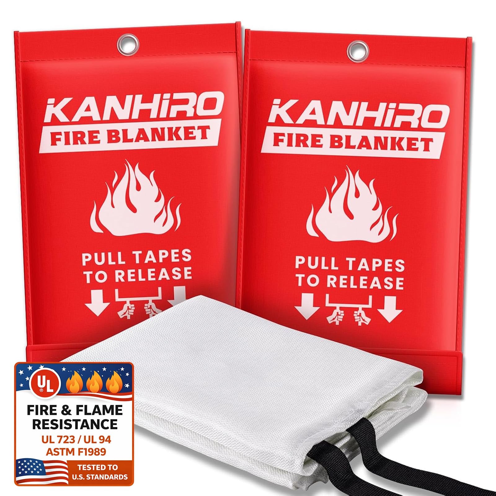 Fire Blanket for Home Kitchen – Fiberglass Fire Suppression (2 Pack, 39″ x 39″)