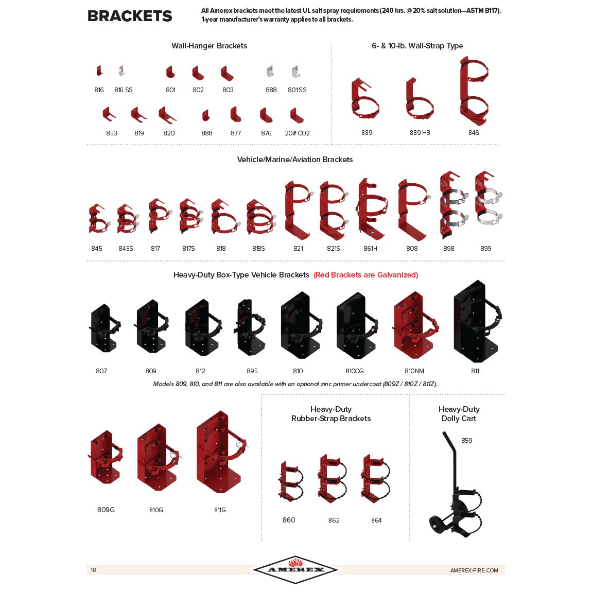 Amerex 818 Vehicle & Marine 4.5″ in. Diameter Fire Extinguisher Bracket – Red