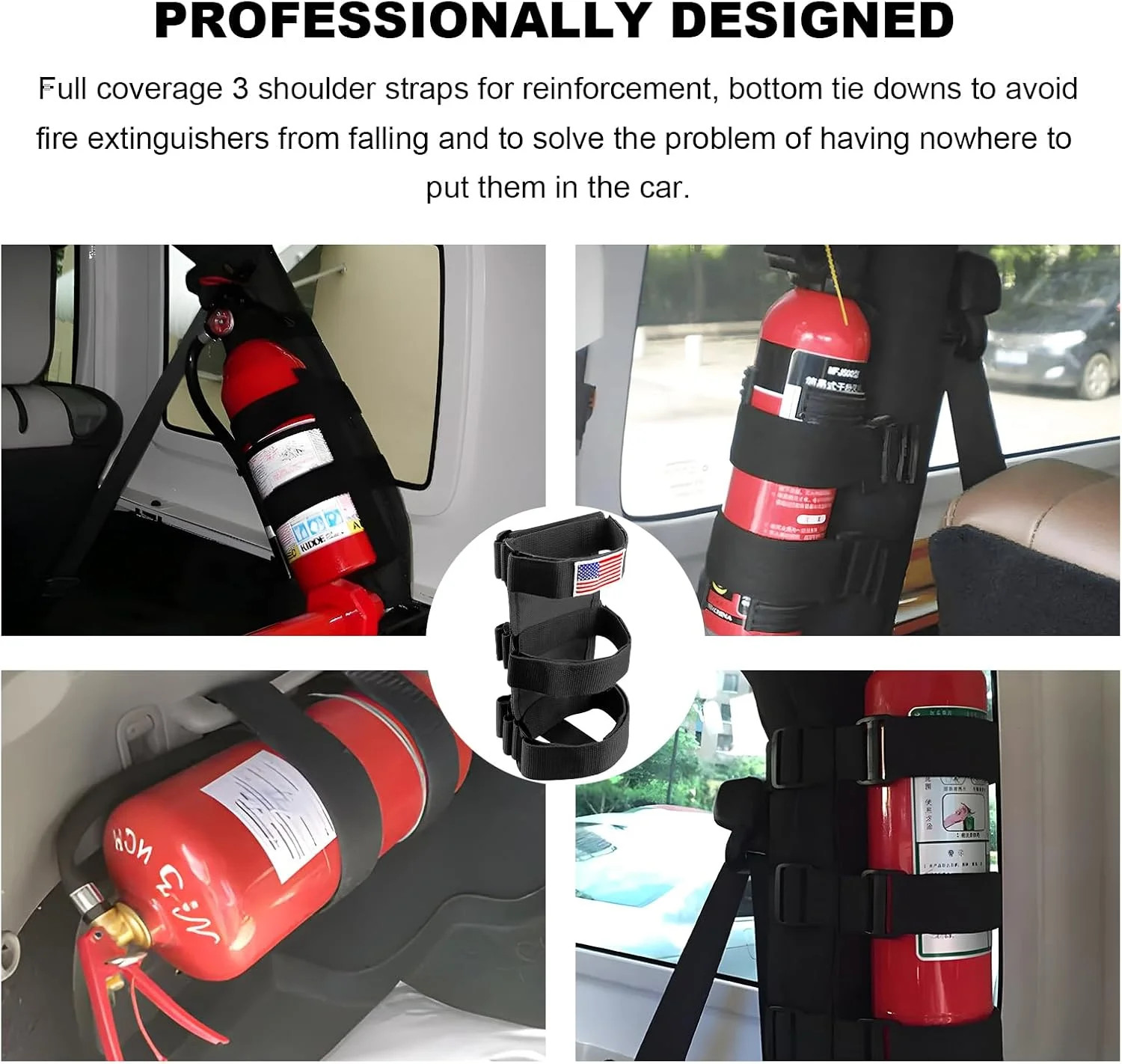 Fire Extinguisher Holder, Adjustable Roll Bar Extinguisher Mount Strap with Amer
